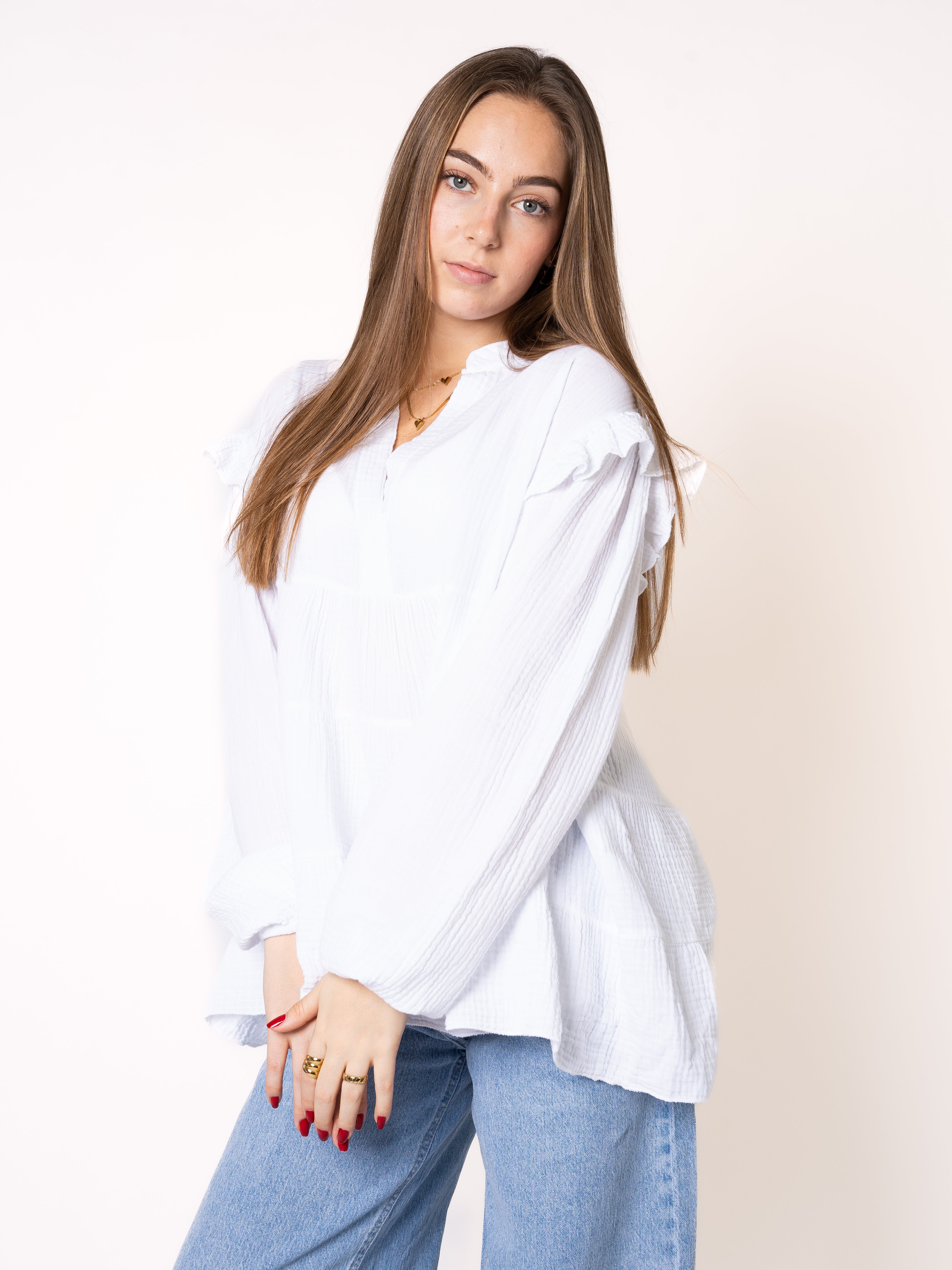 Musselinbluse Cecilia - Weiß