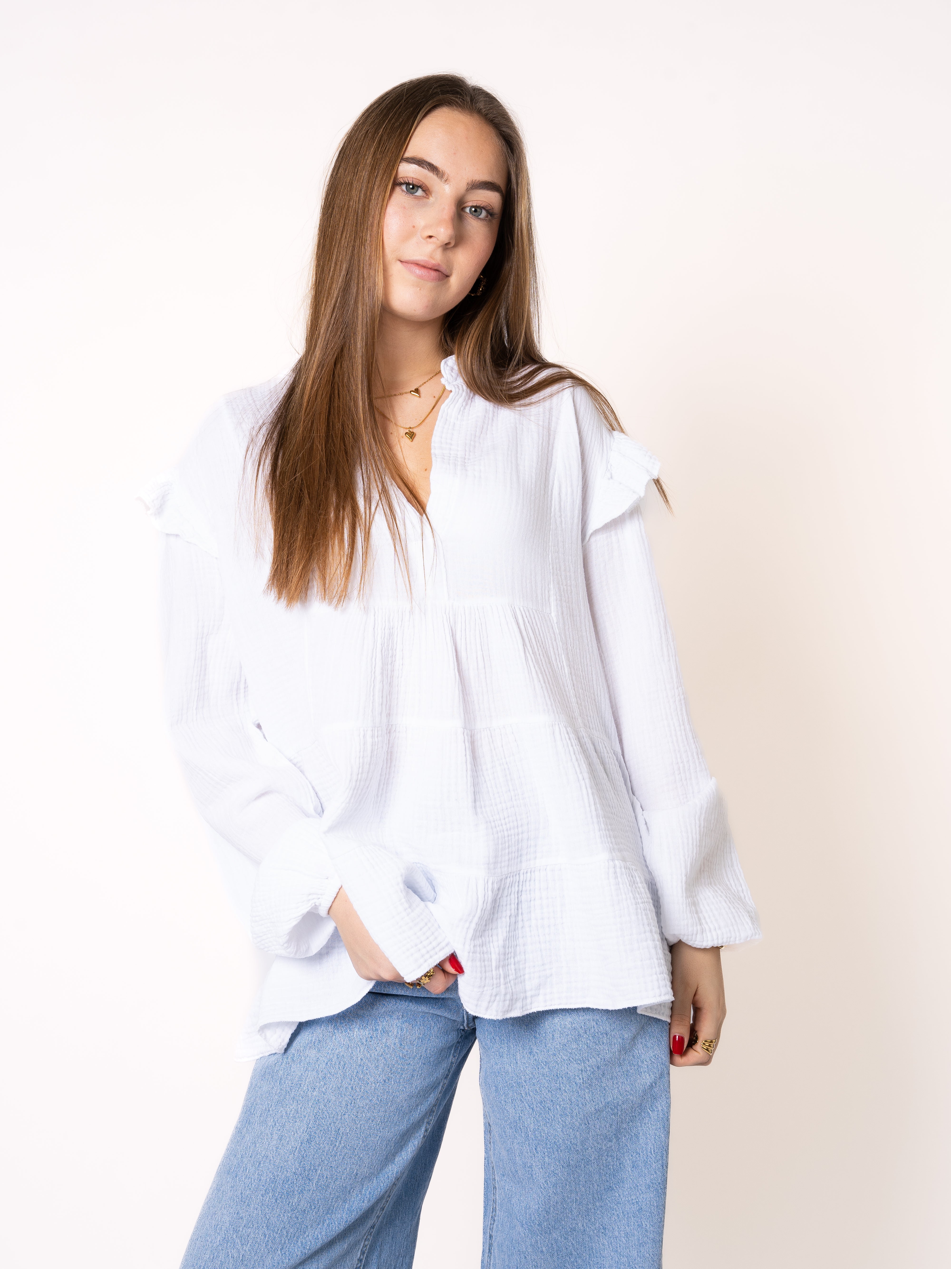 Musselinbluse Cecilia - Weiß