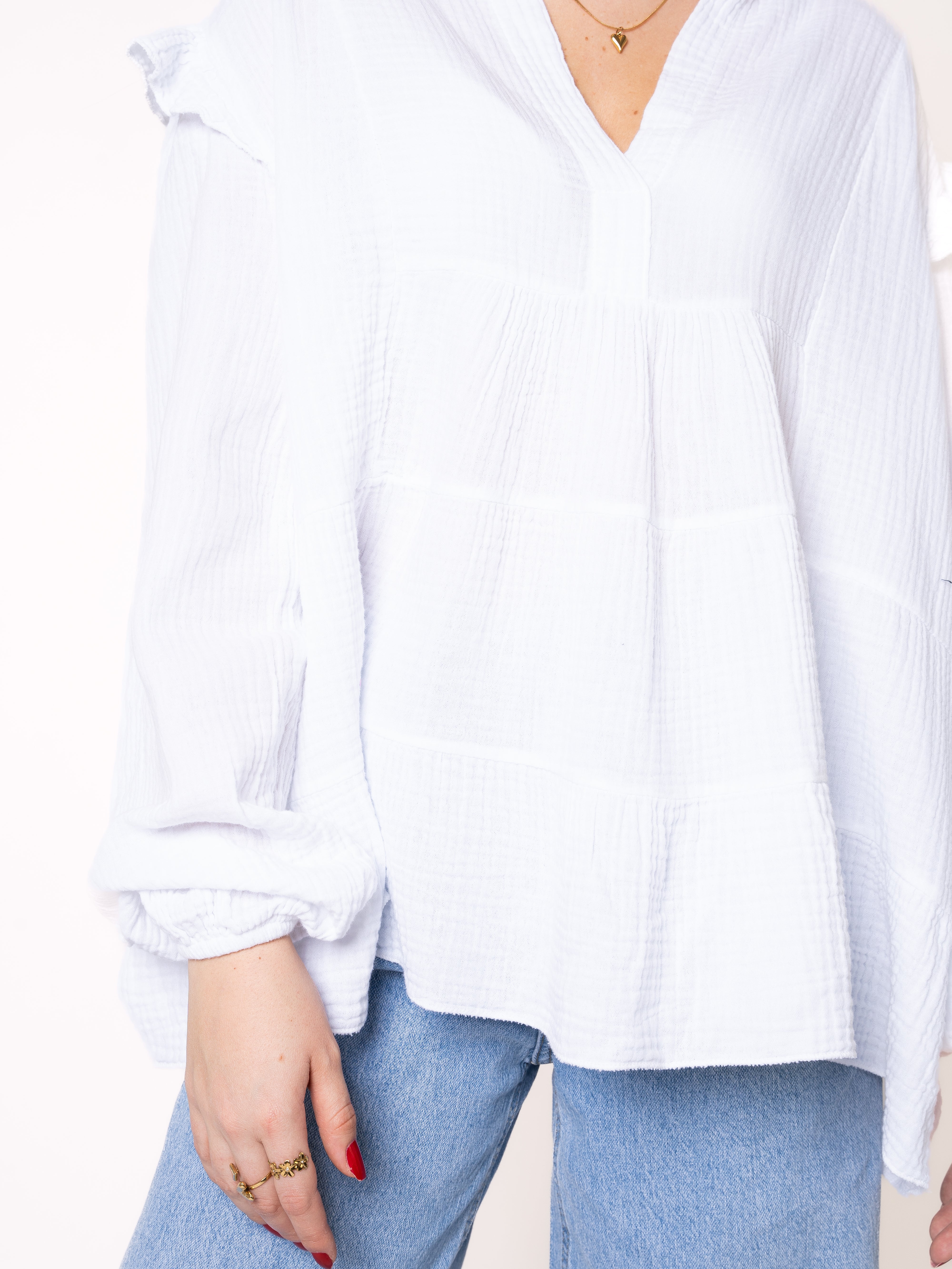 Musselinbluse Cecilia - Weiß