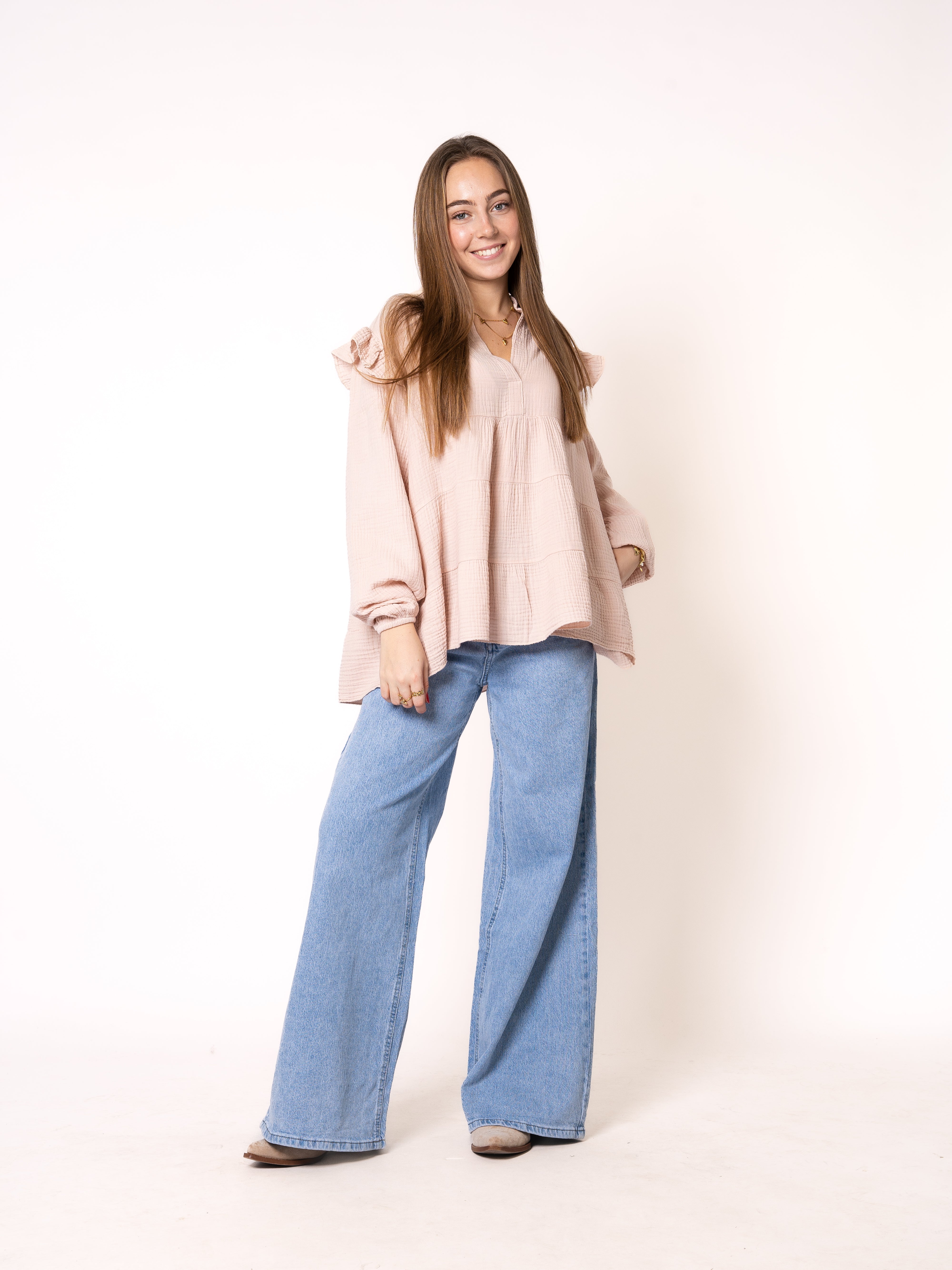Musselinbluse Cecilia - Hellrosa