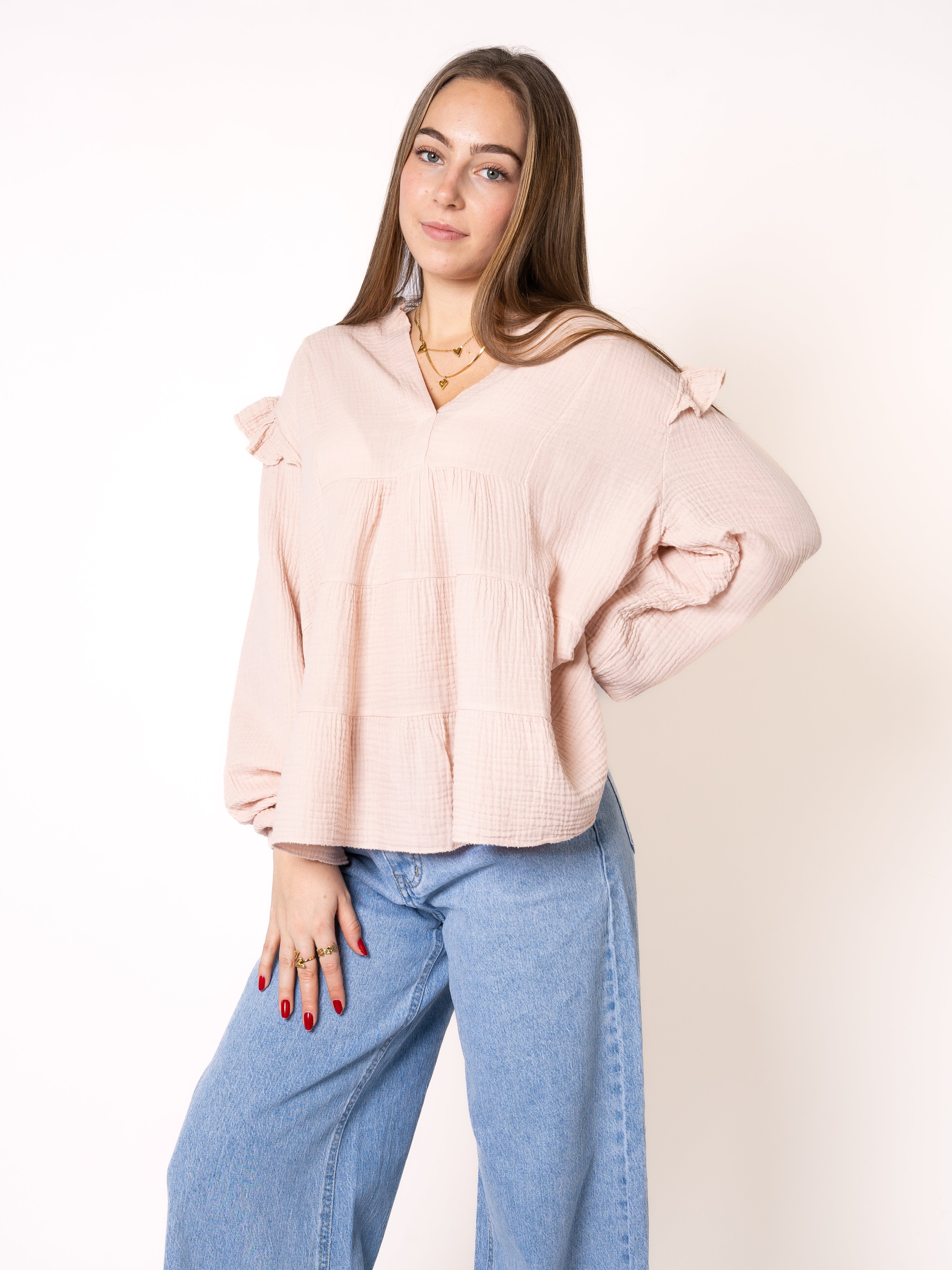 Musselinbluse Cecilia - Hellrosa