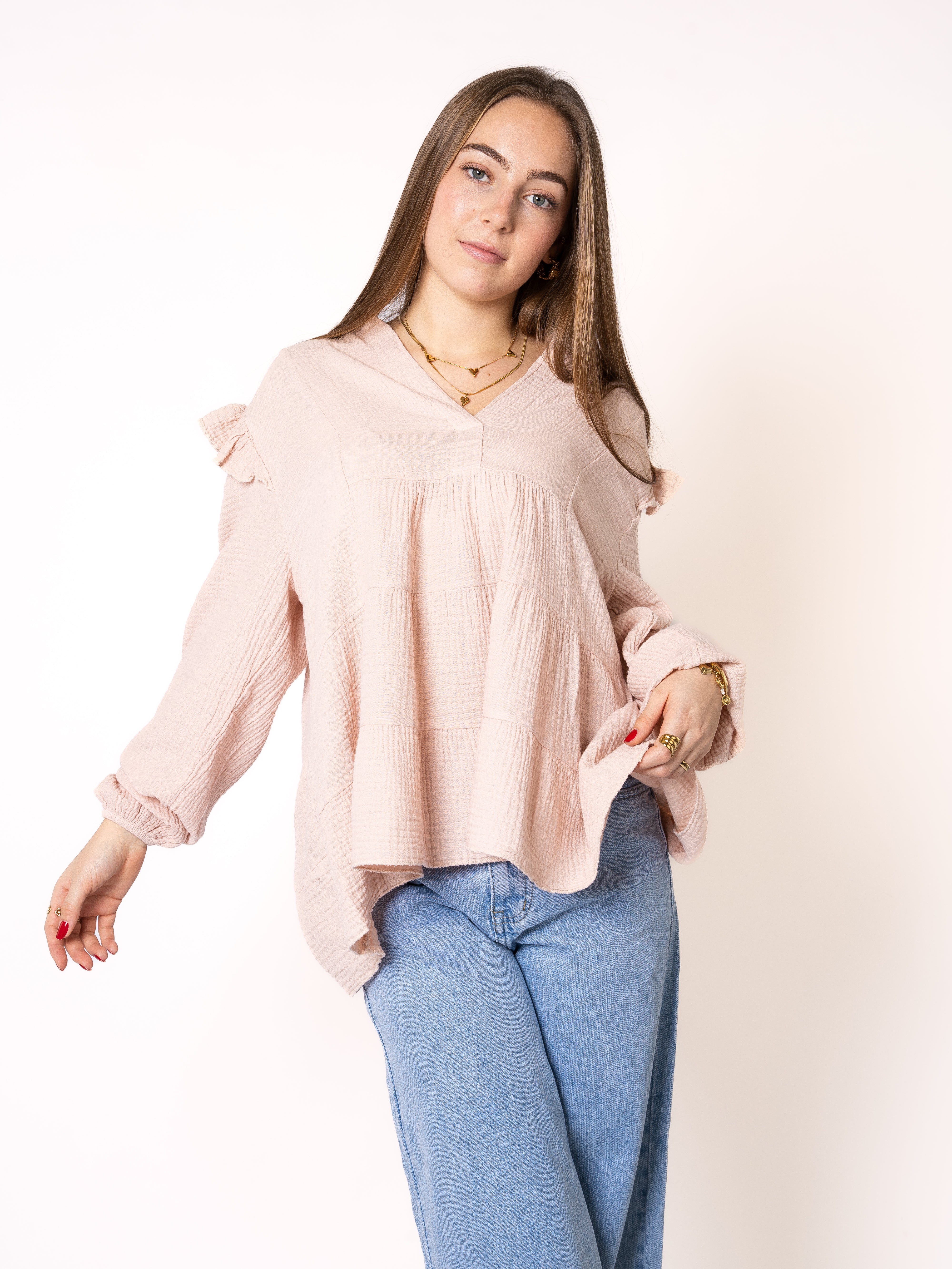Musselinbluse Cecilia - Hellrosa