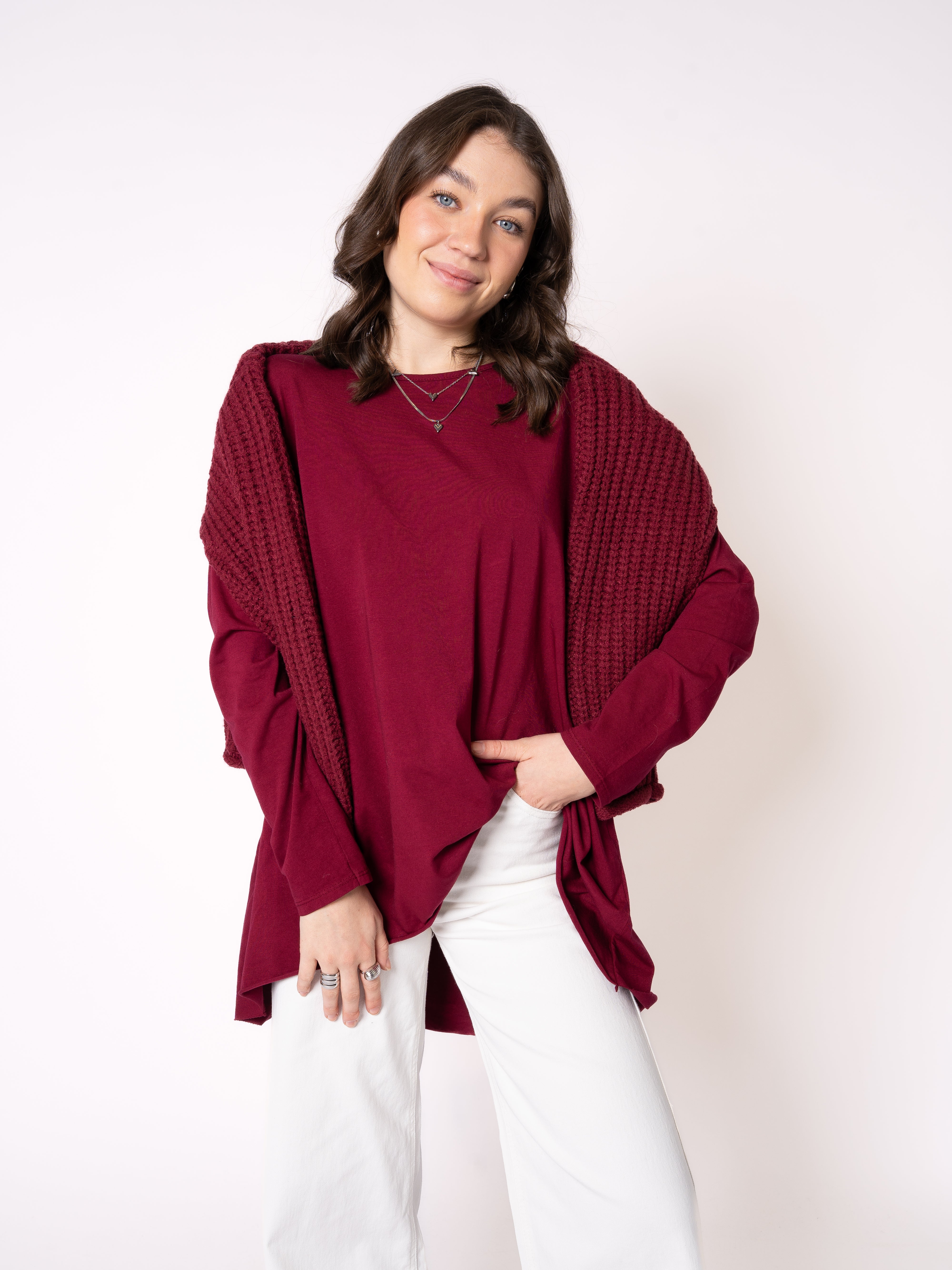 Longshirt Alina langarm - Bordeaux