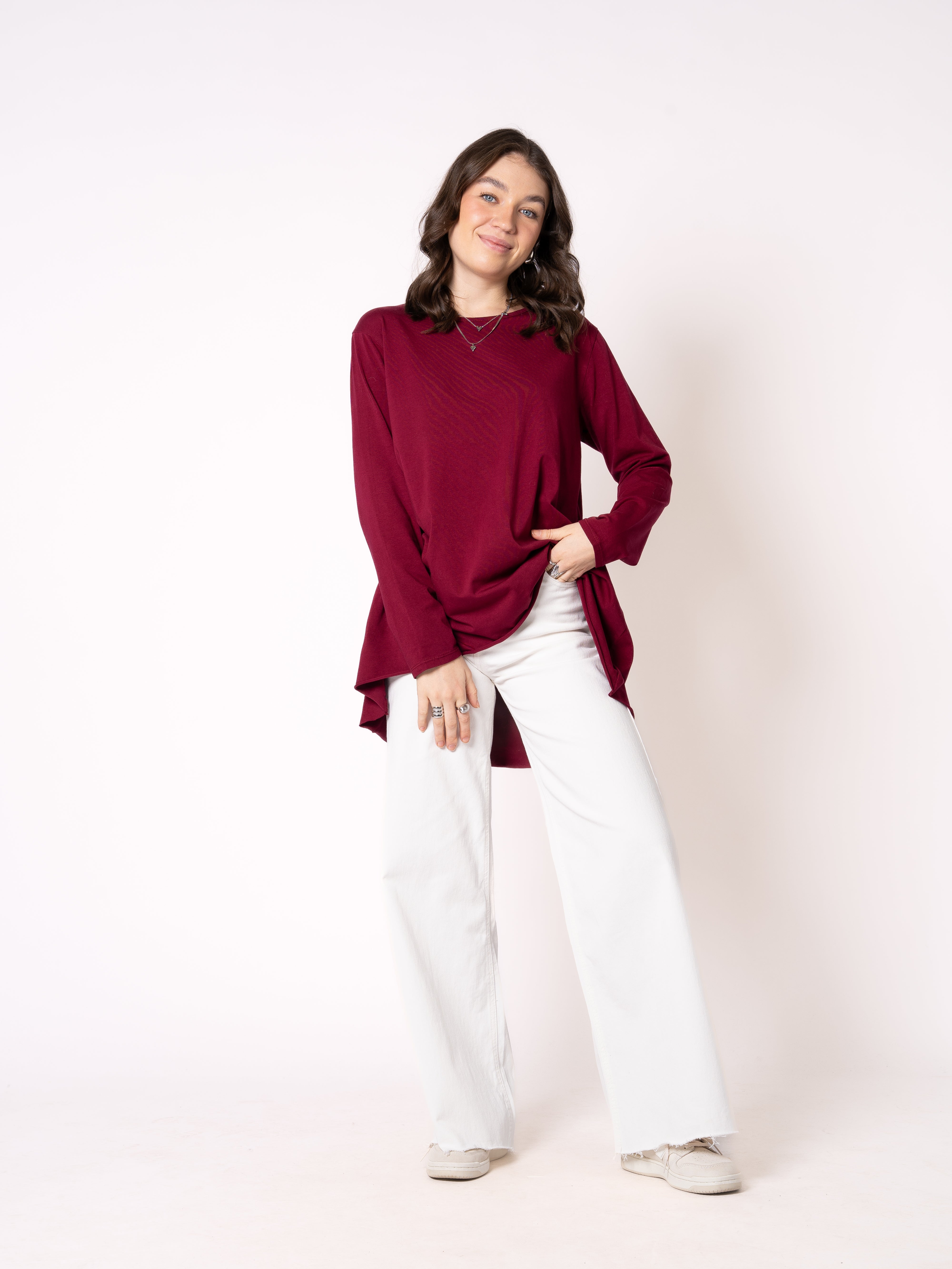 Longshirt Alina langarm - Bordeaux