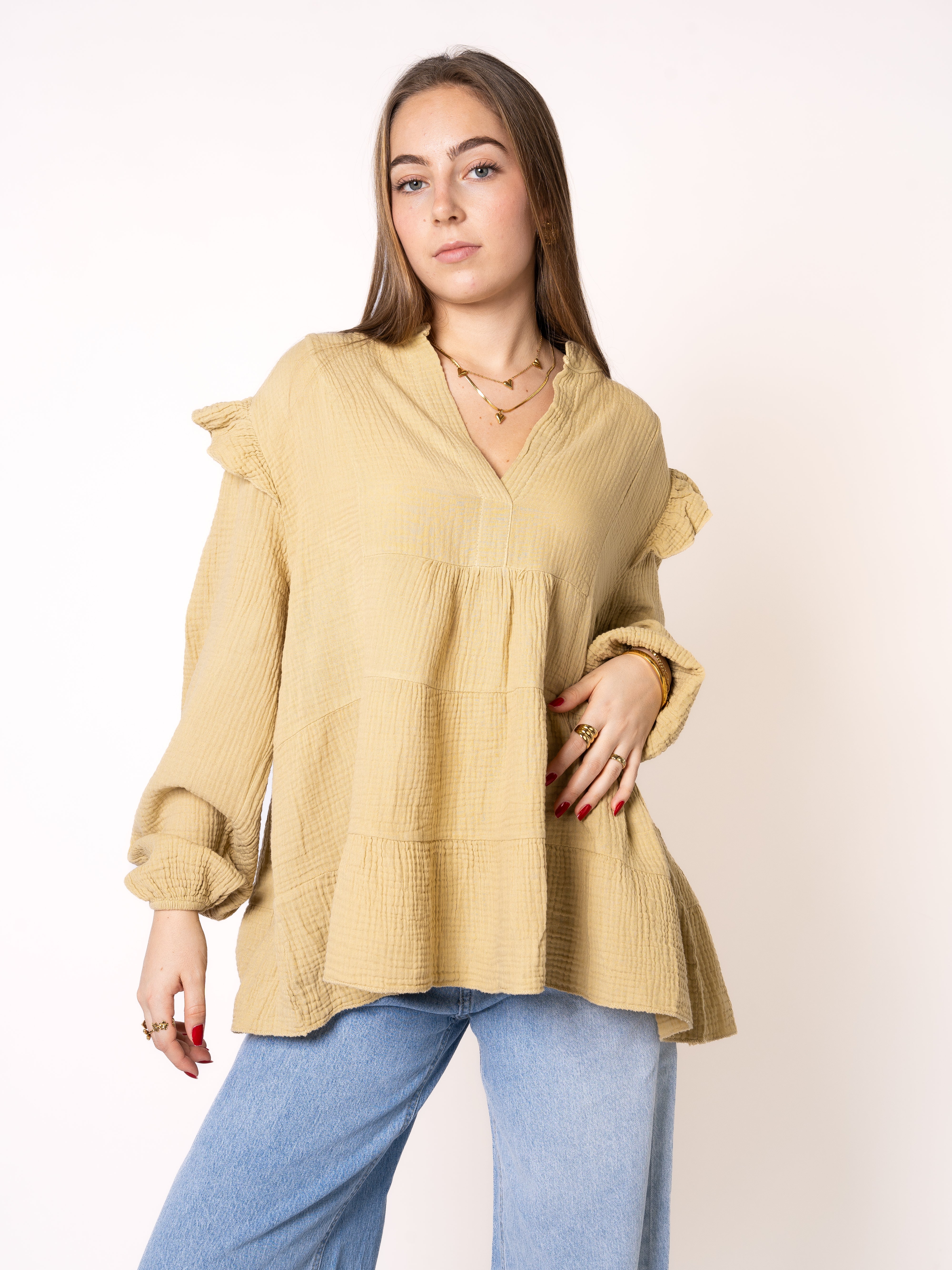 Musselinbluse Cecilia - Senfgelb