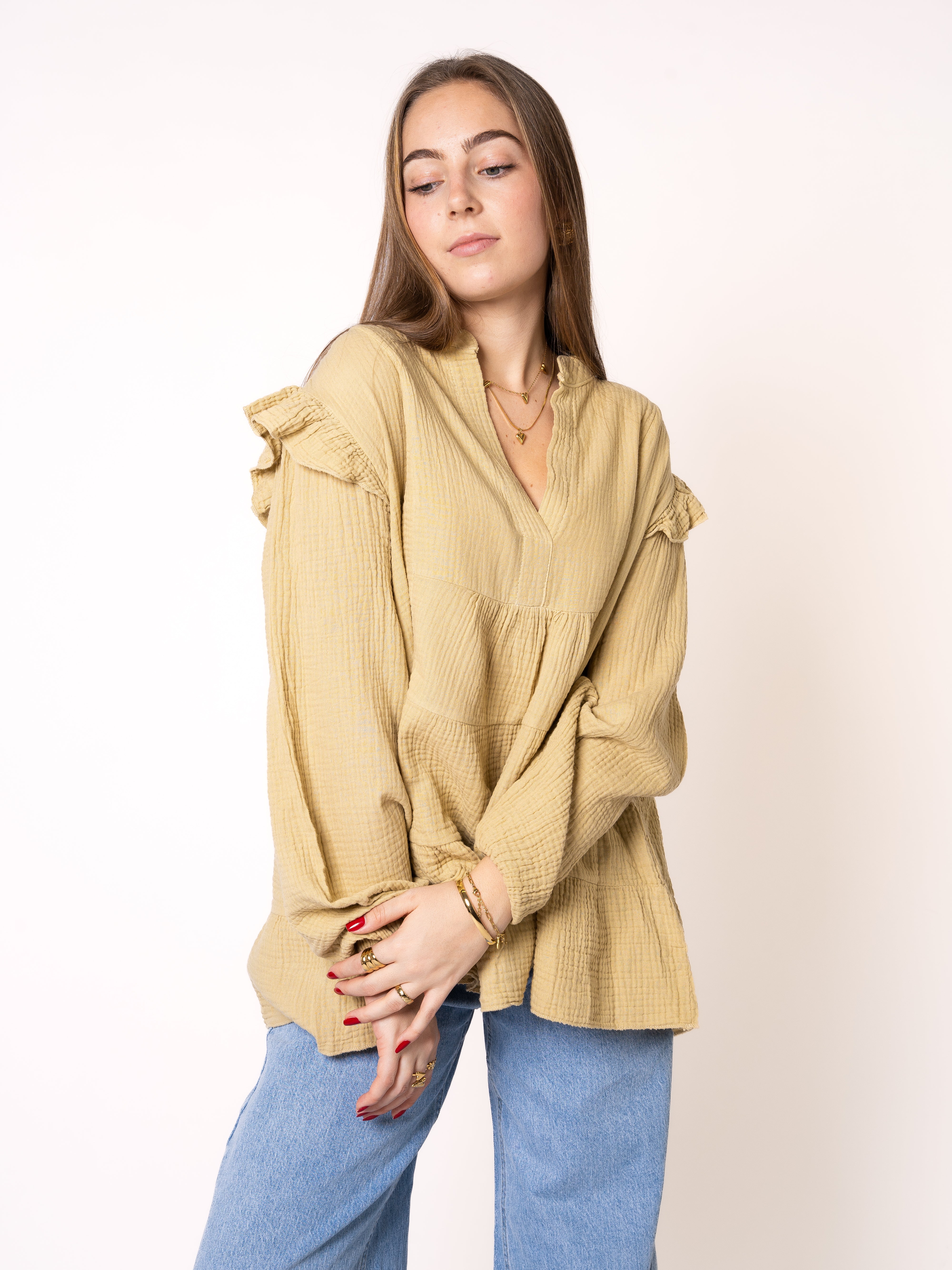 Musselinbluse Cecilia - Senfgelb