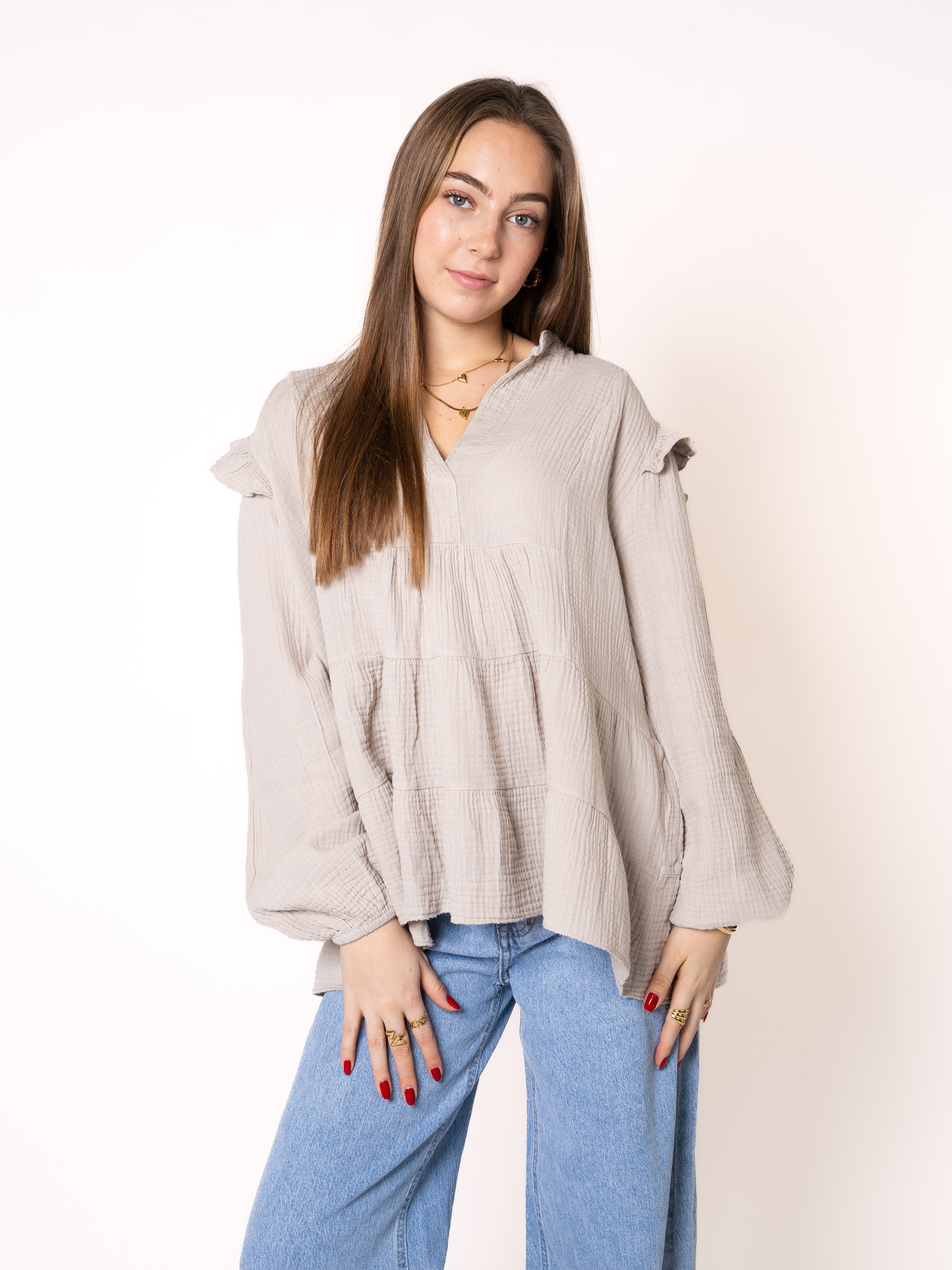 Musselinbluse Cecilia - Beige