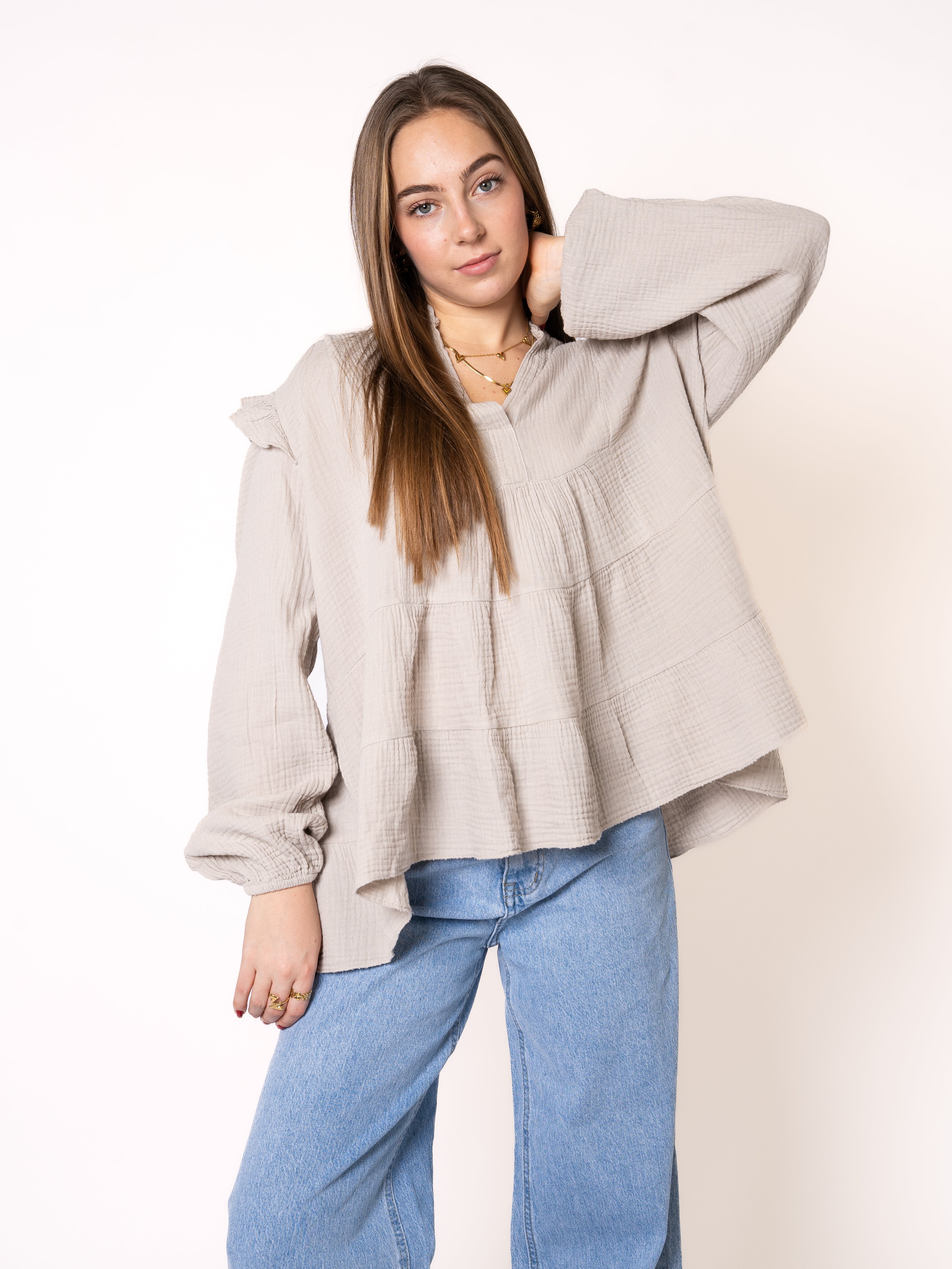 Musselinbluse Cecilia - Beige