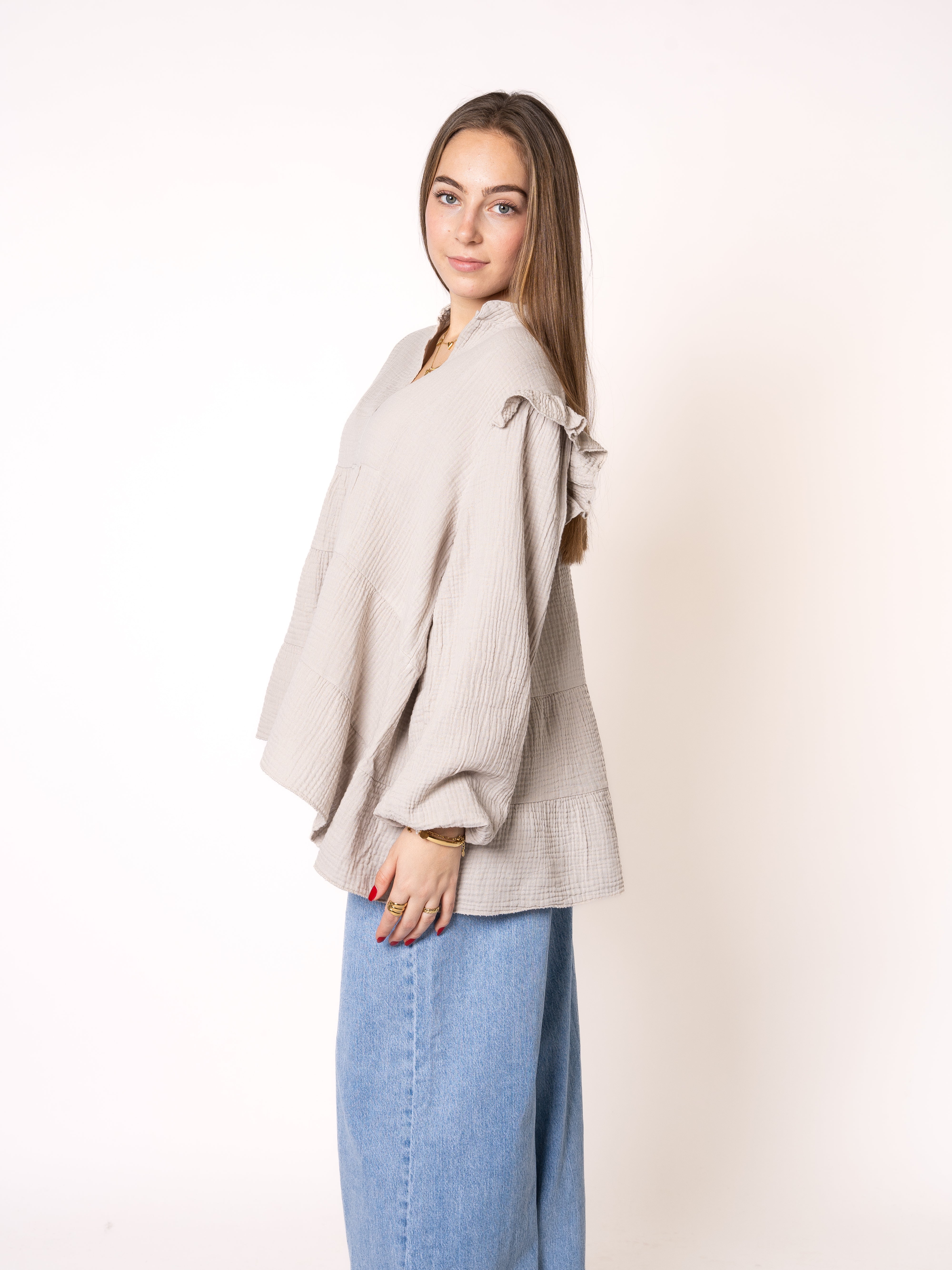 Musselinbluse Cecilia - Beige