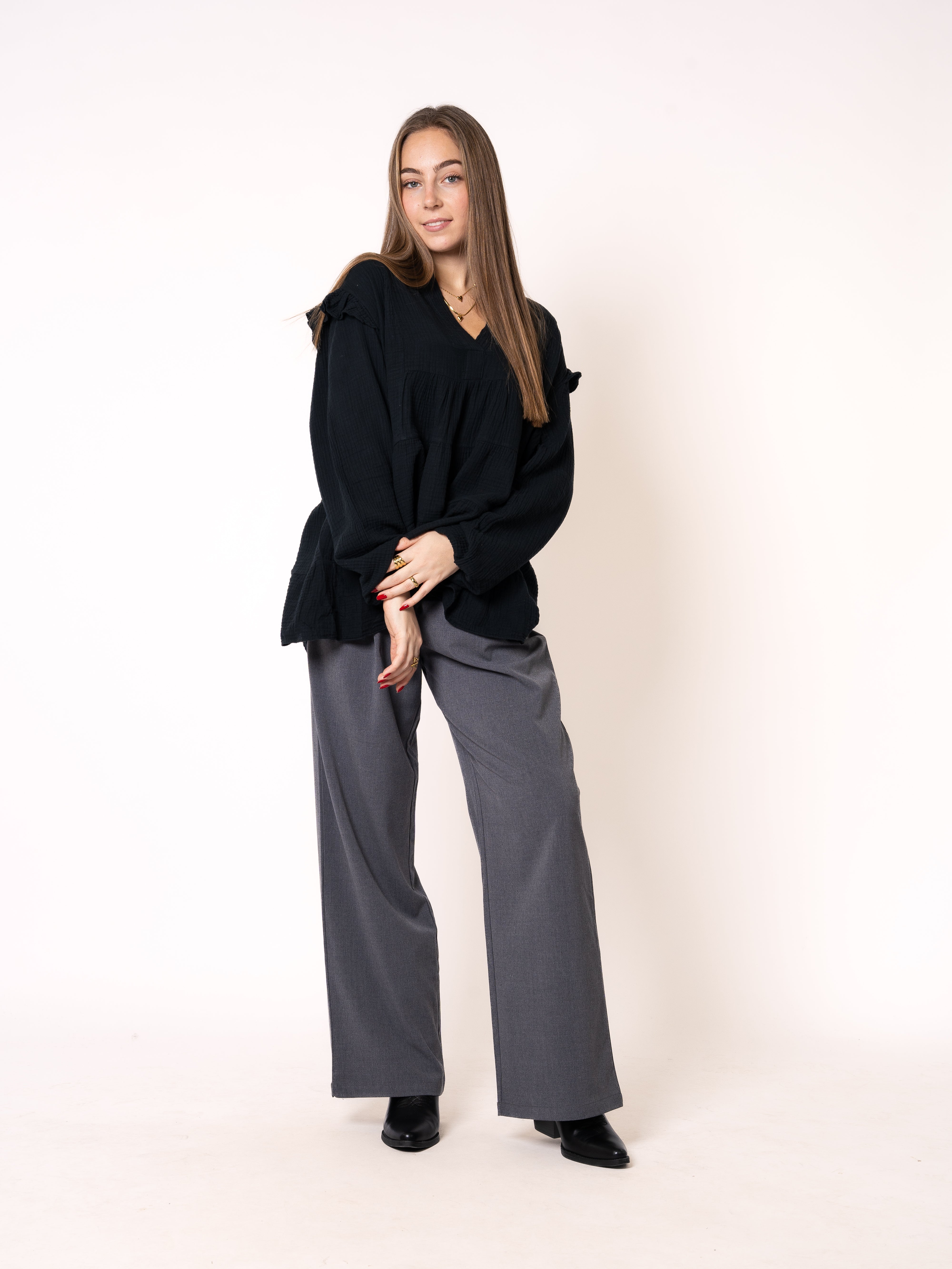 Musselinbluse Cecilia - Schwarz