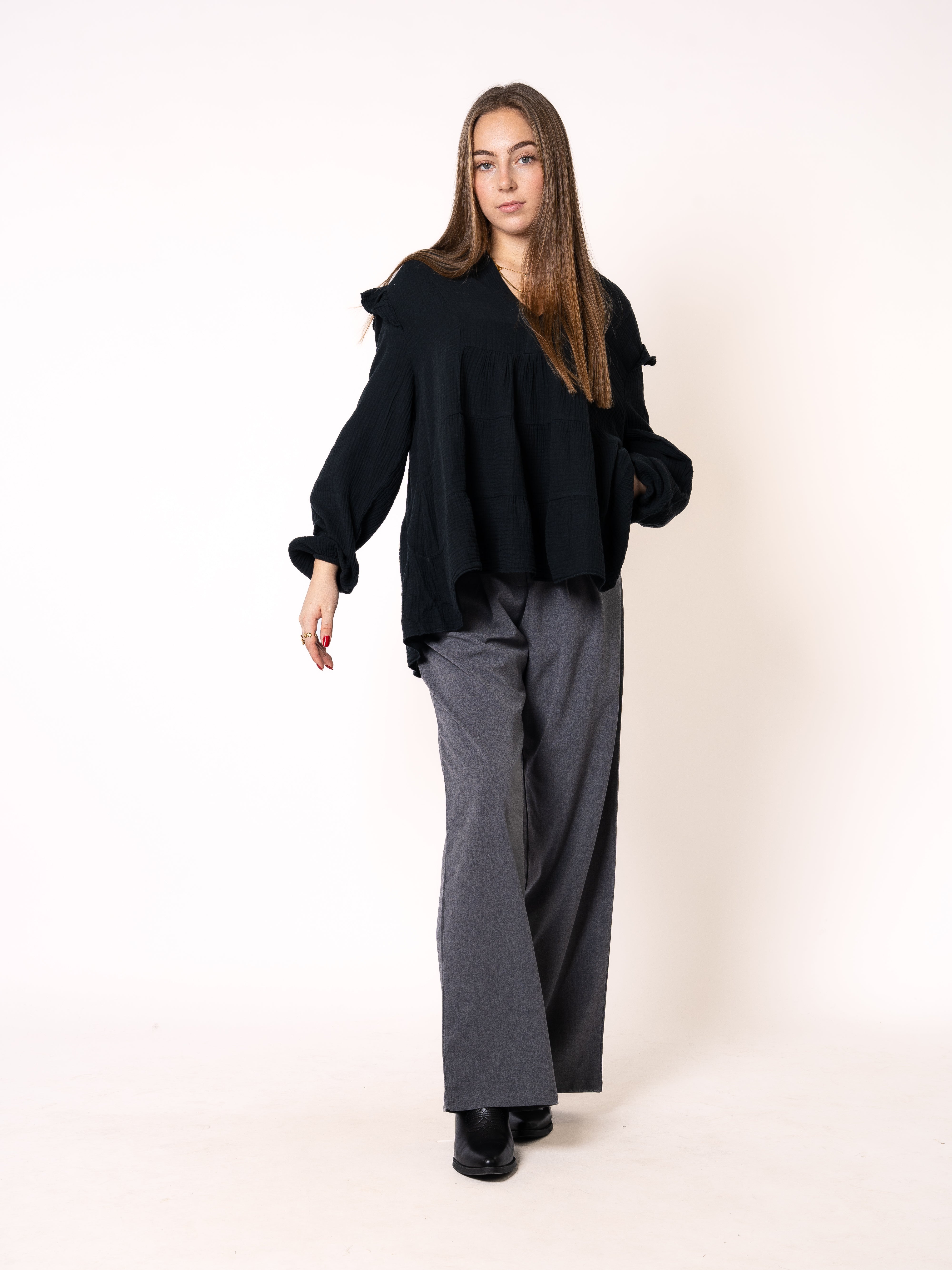 Musselinbluse Cecilia - Schwarz