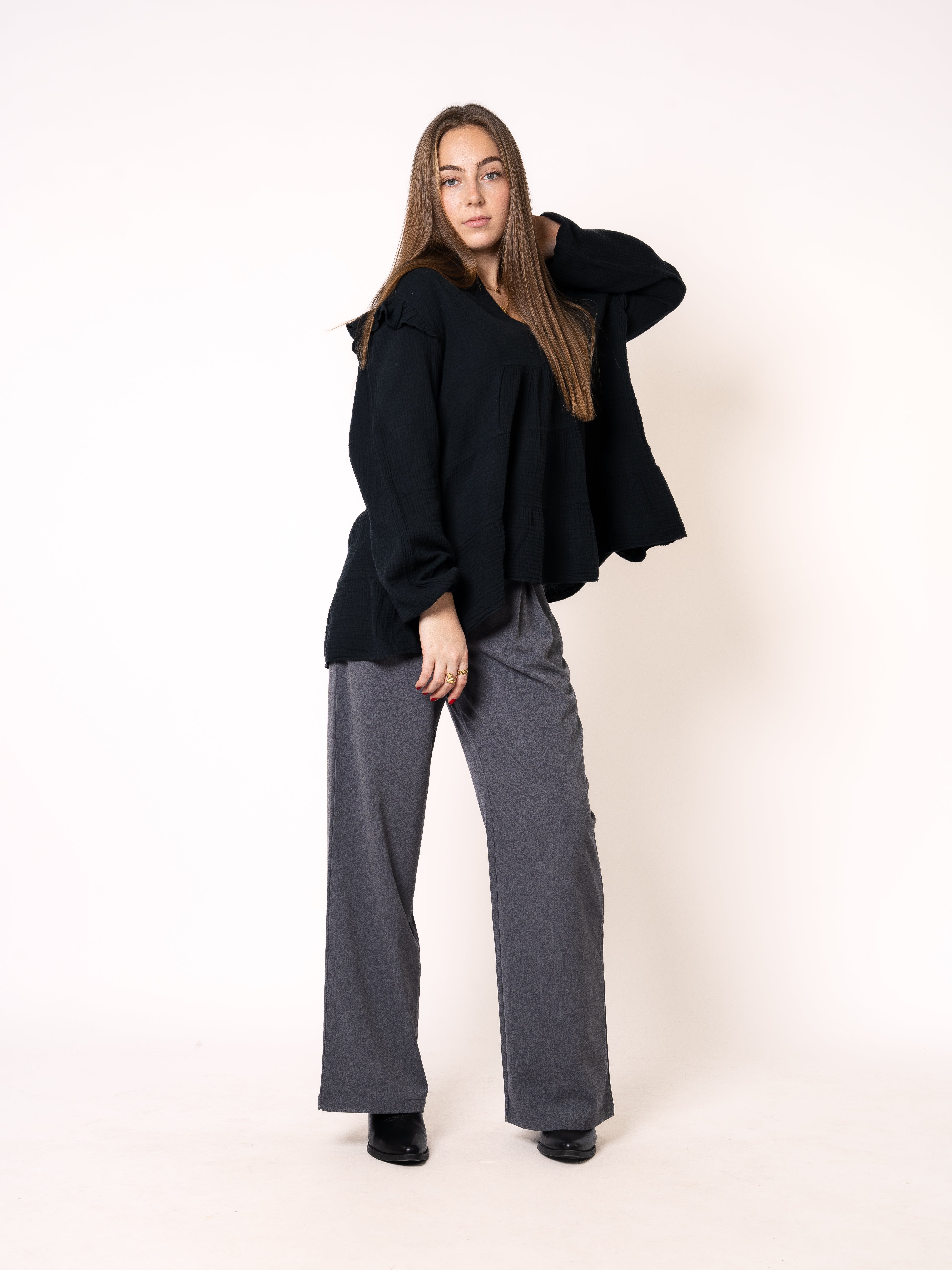Musselinbluse Cecilia - Schwarz
