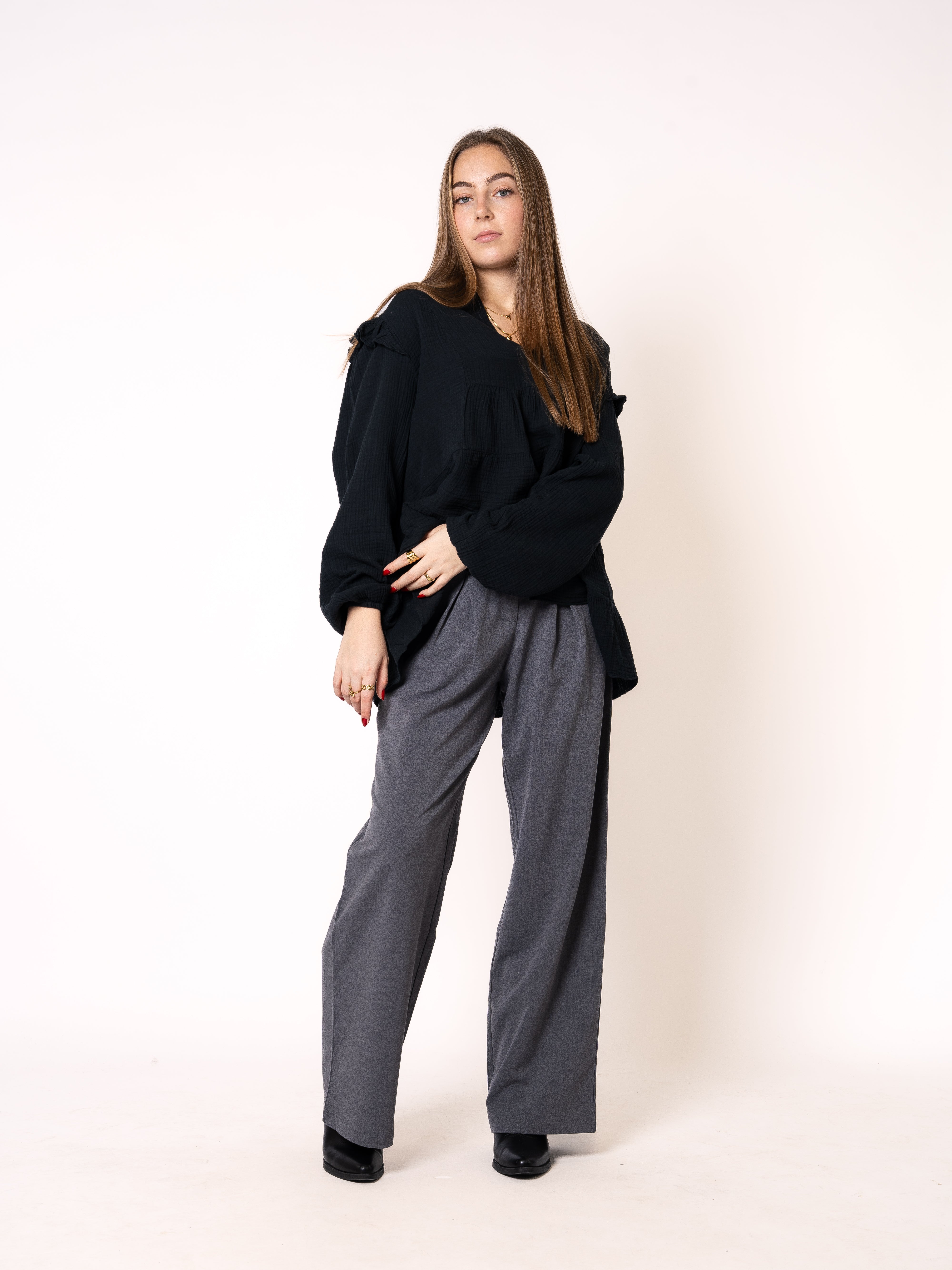 Musselinbluse Cecilia - Schwarz