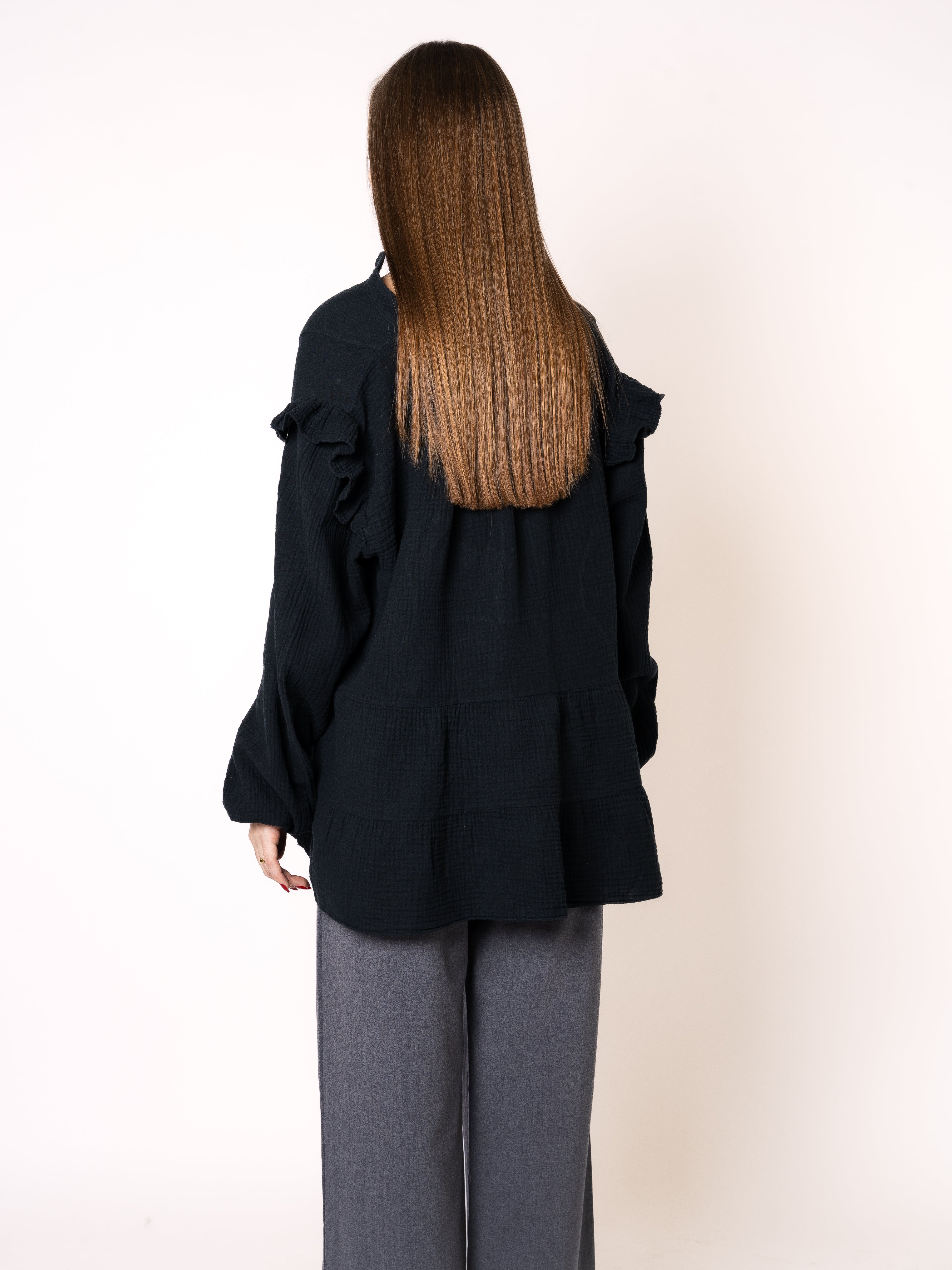 Musselinbluse Cecilia - Schwarz