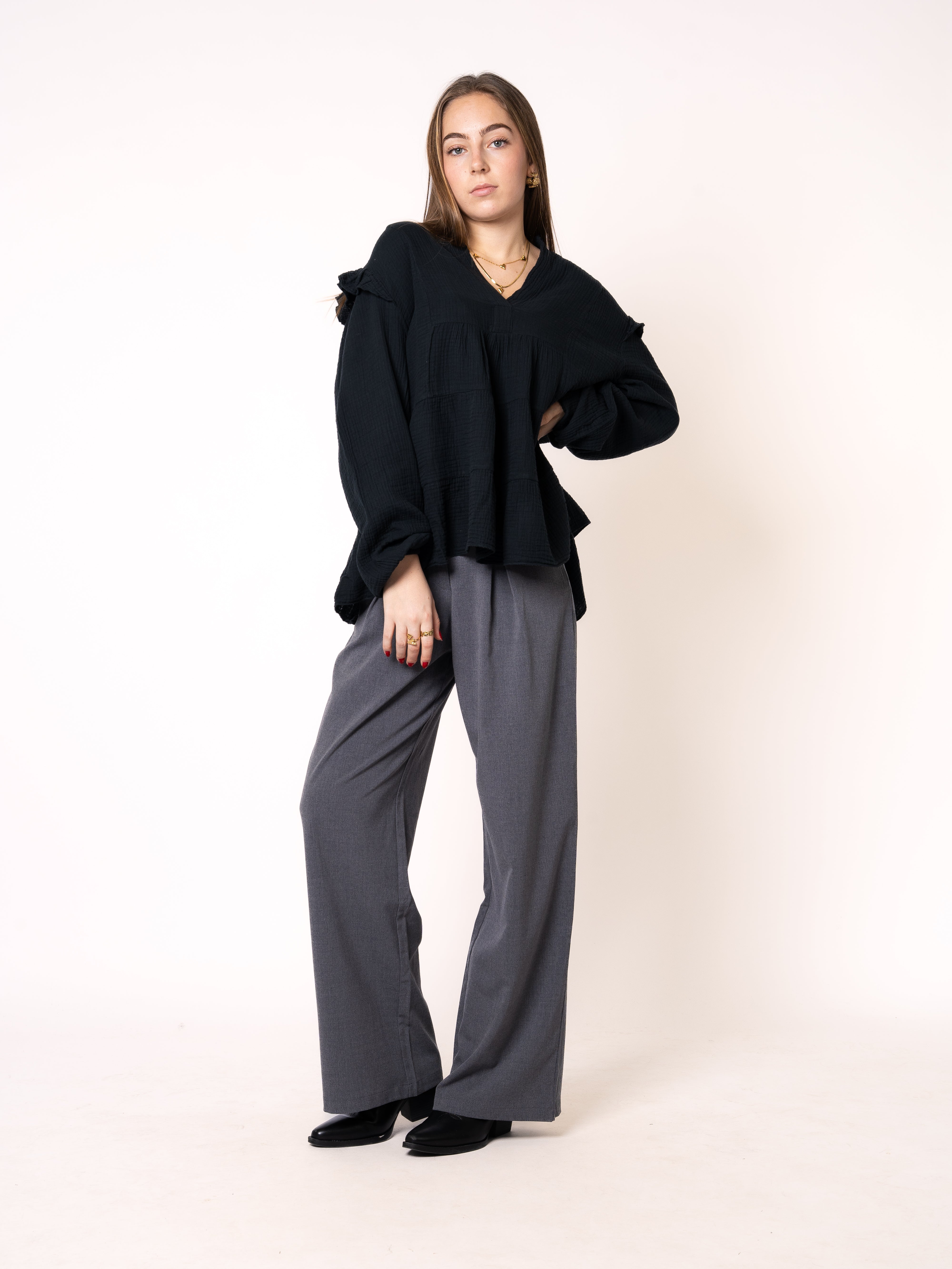 Musselinbluse Cecilia - Schwarz