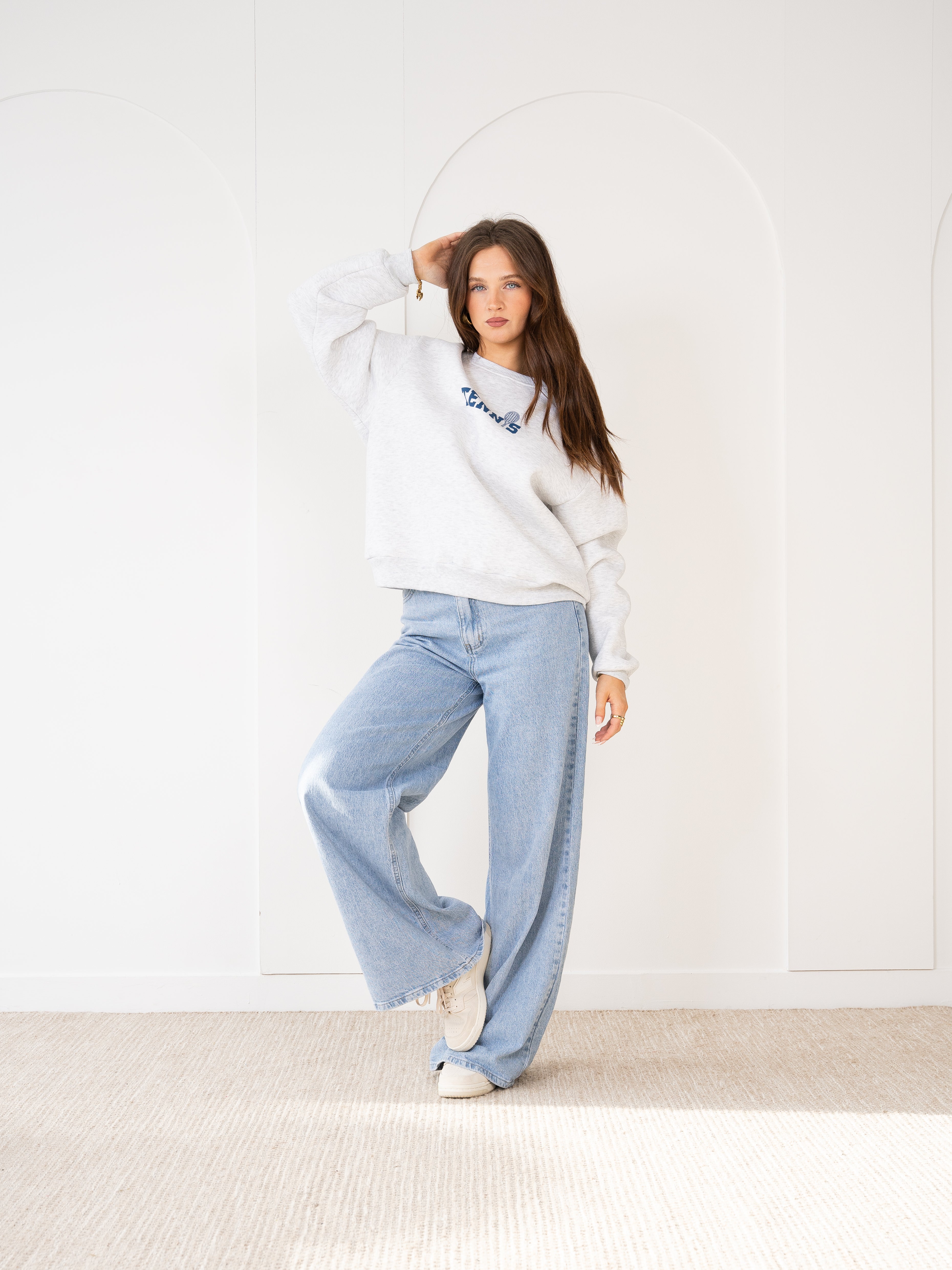 Basic Sweater Tennis - Hellgrau