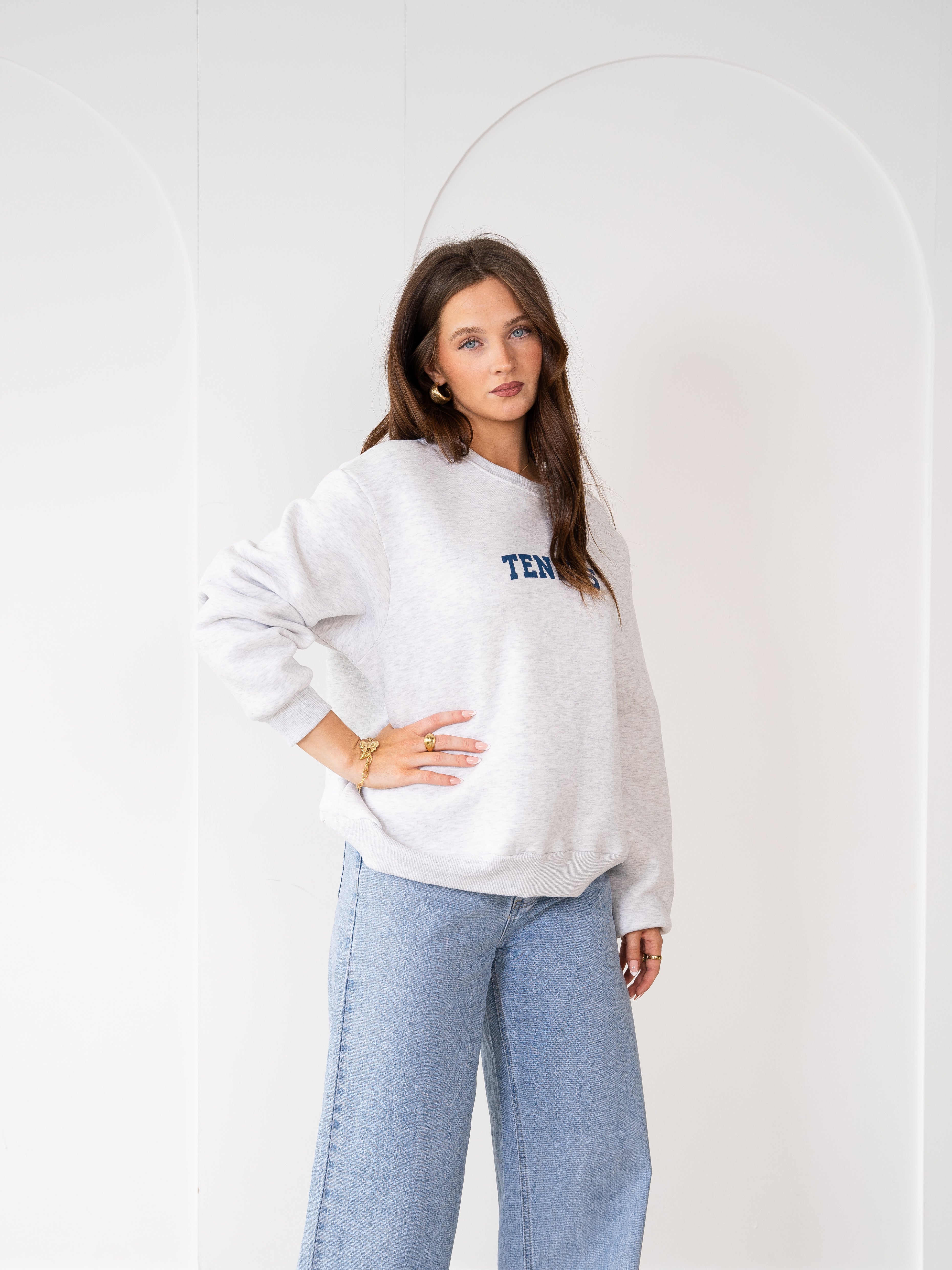 Basic Sweater Tennis - Hellgrau