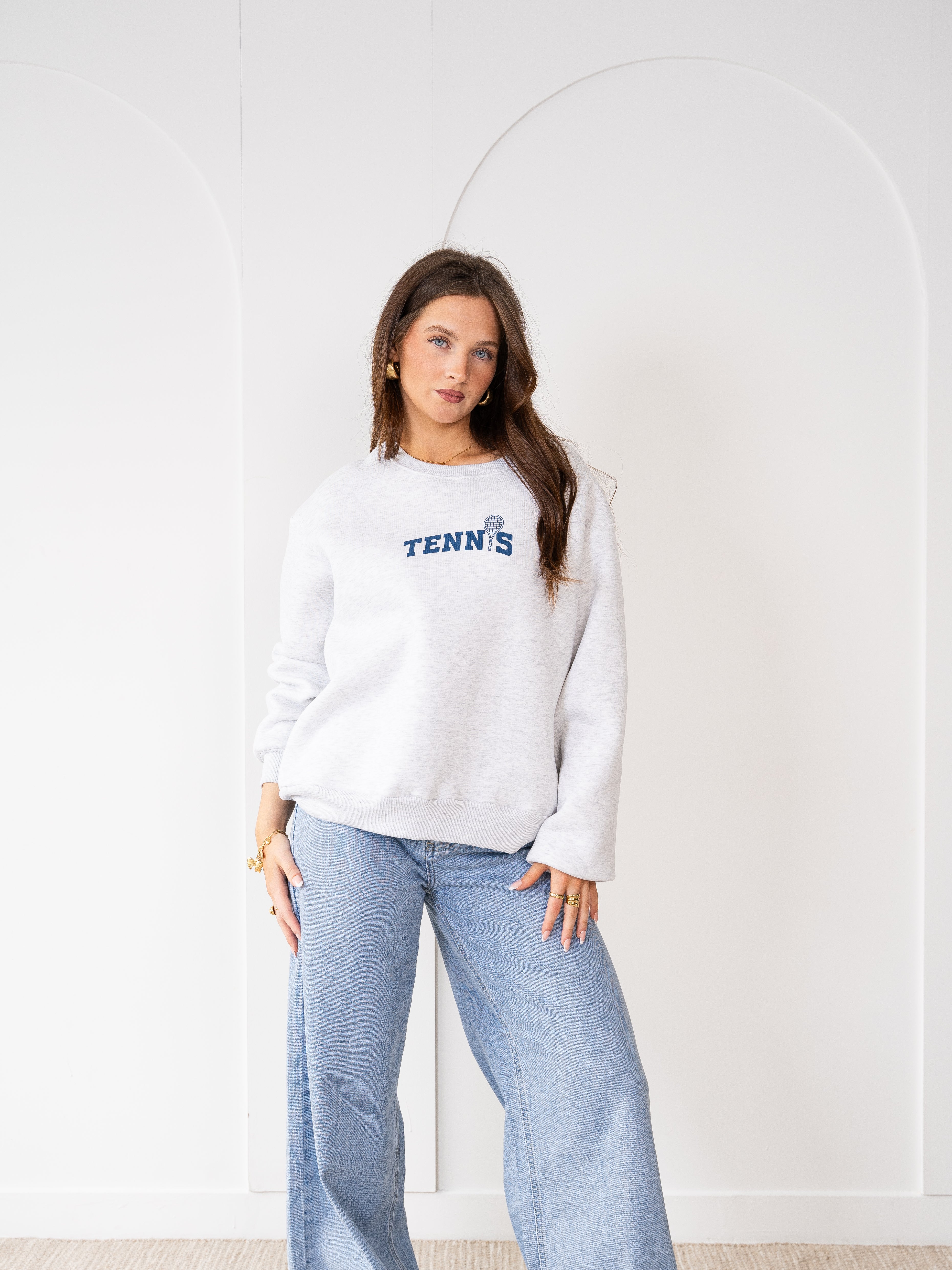 Basic Sweater Tennis - Hellgrau