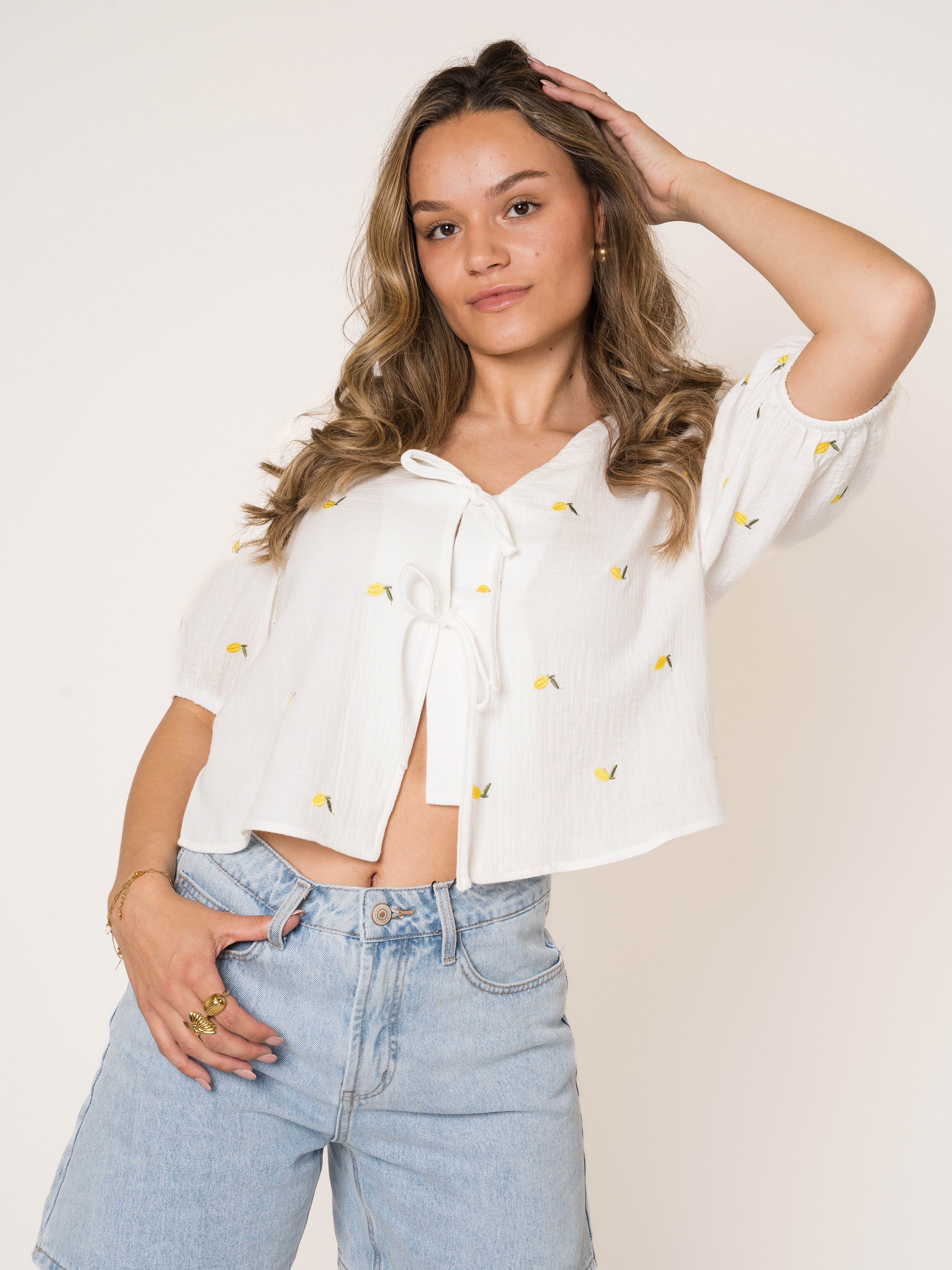 Lemon Stitch Musselin Bluse