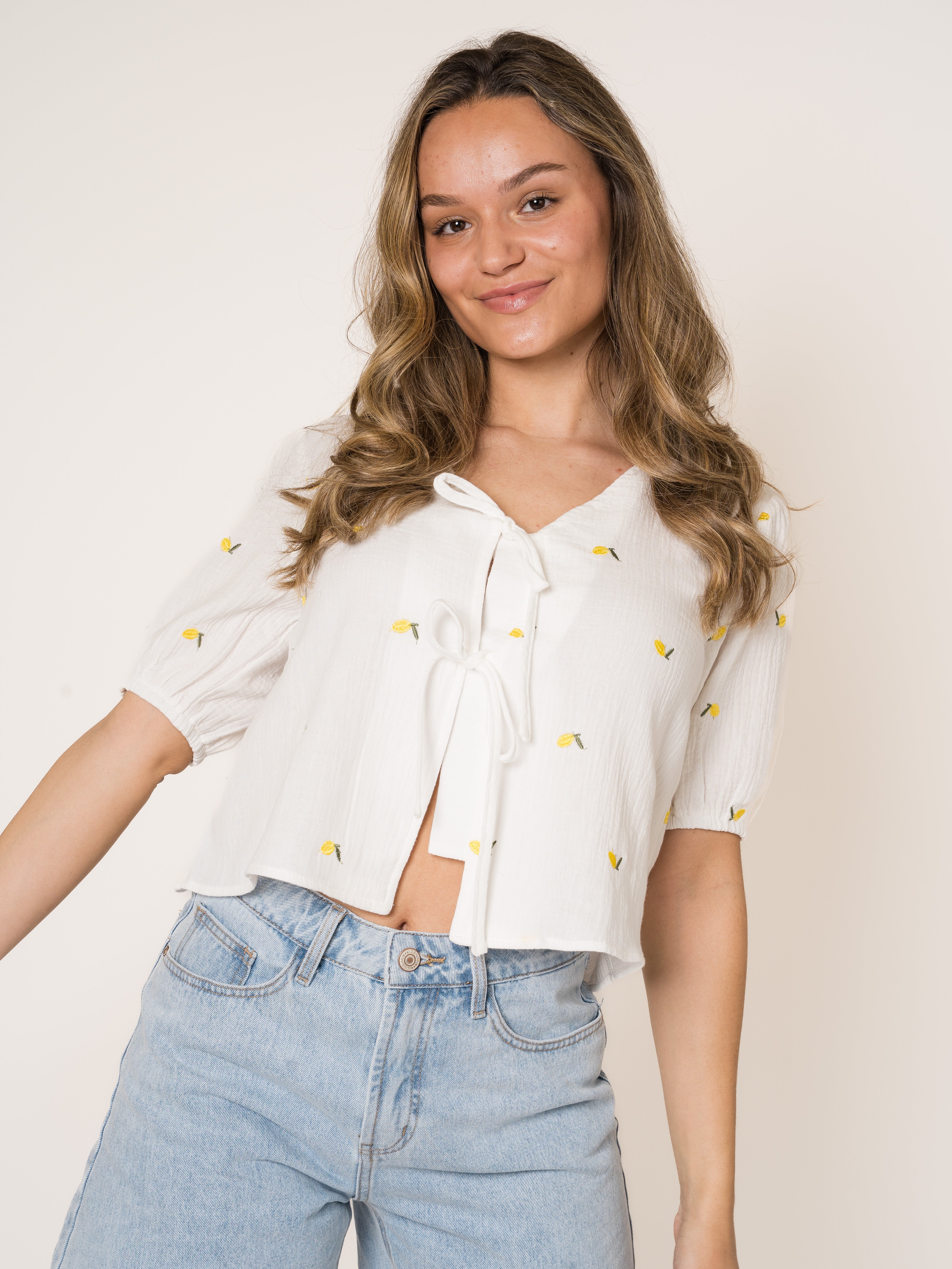 Lemon Stitch Musselin Bluse
