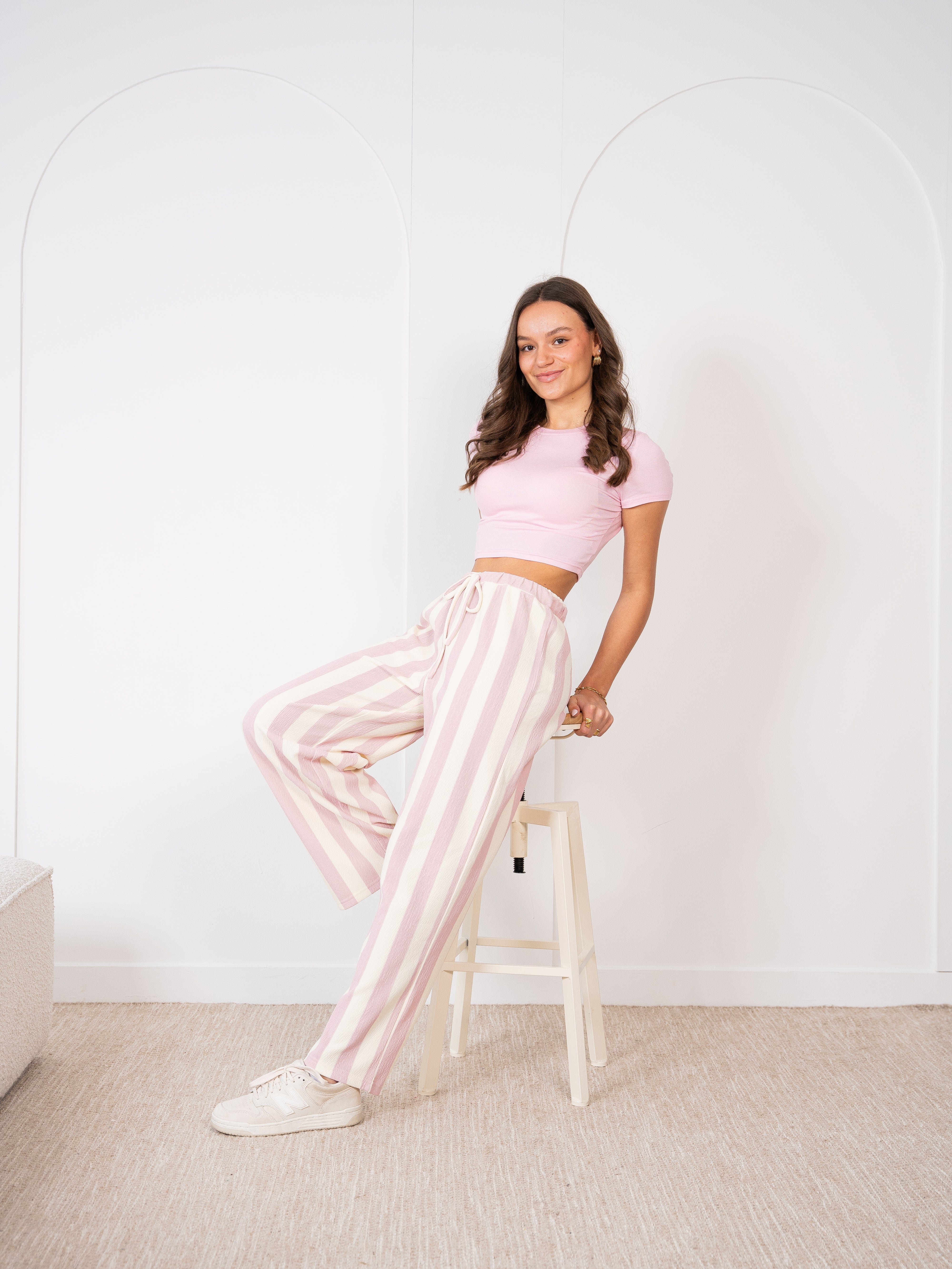 Striped Pants Loreen - Flieder/Weiß