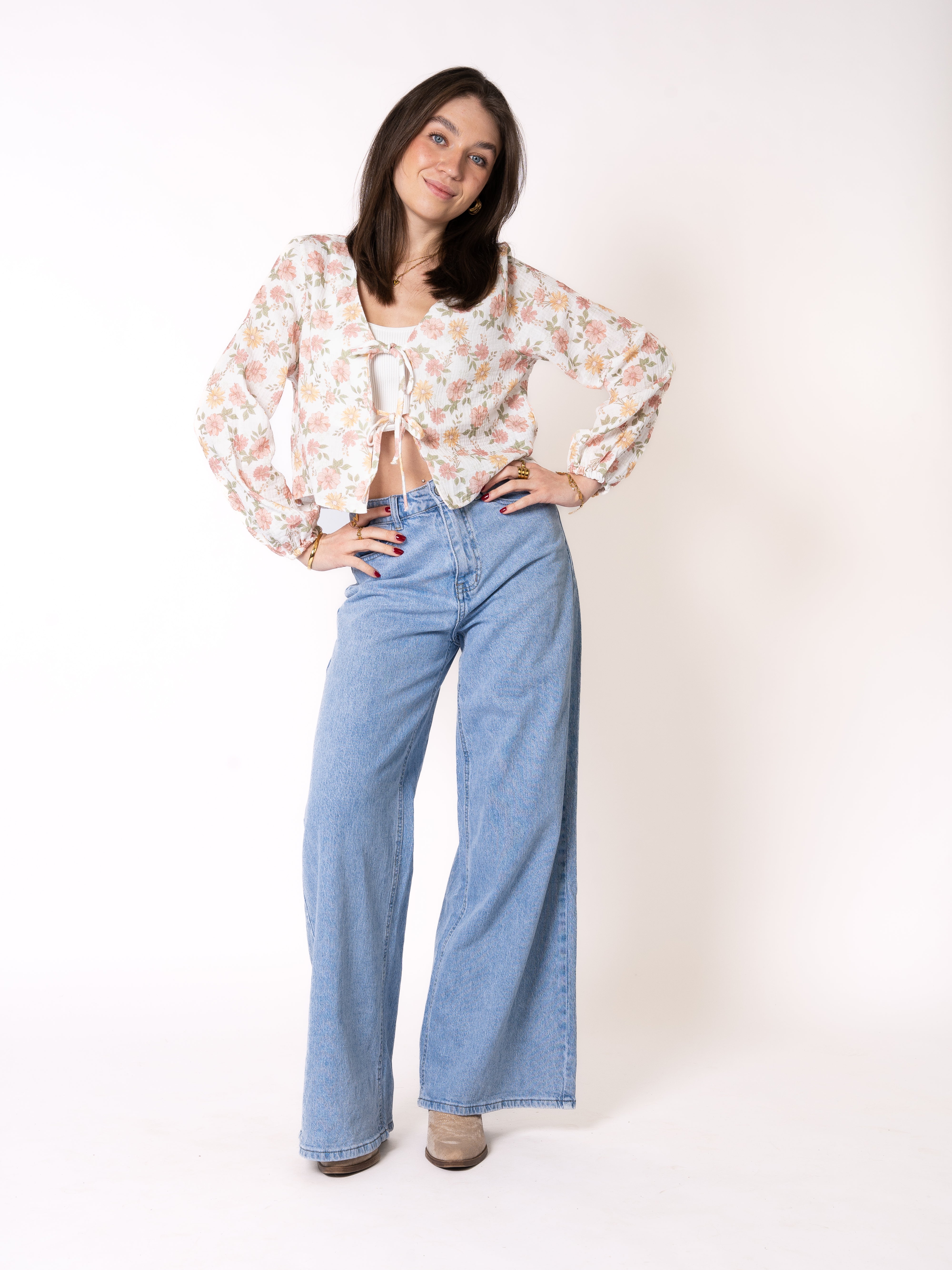 La Fleur Musselin Cardigan - Weiß