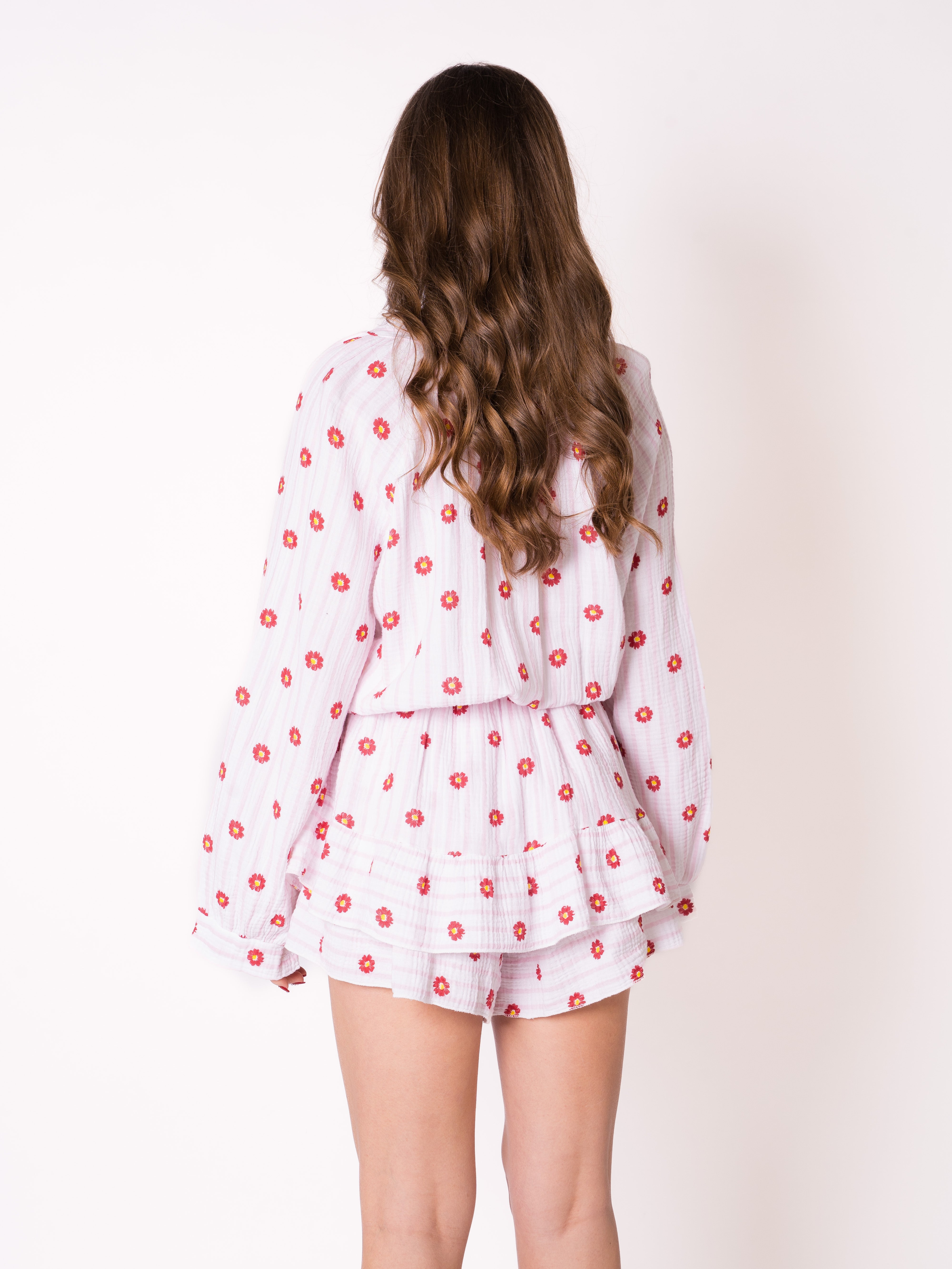 Musselin Playsuit Flower - Rosa