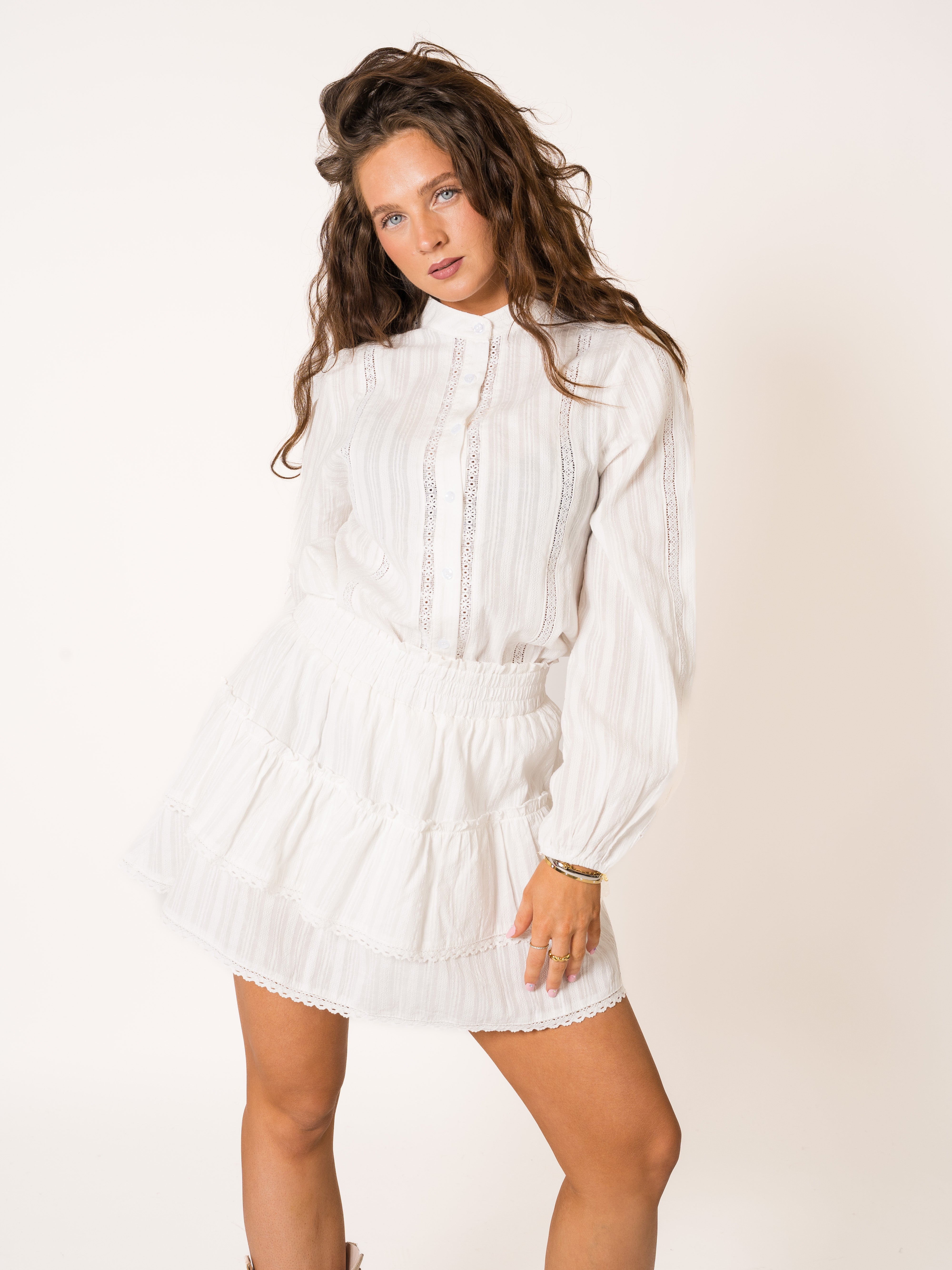 Morning Mist Baumwoll Boho Bluse