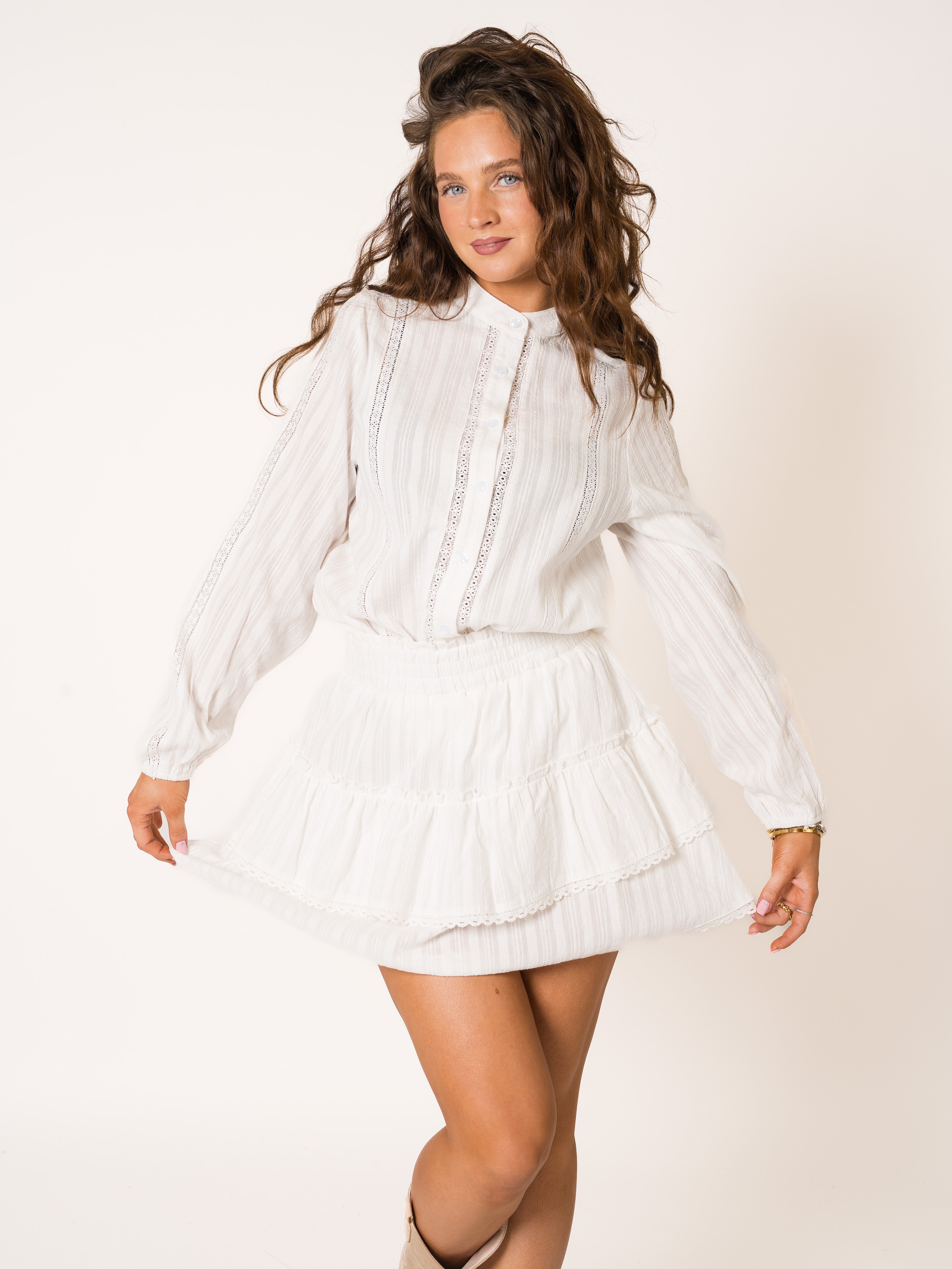 Morning Mist Baumwoll Boho Bluse