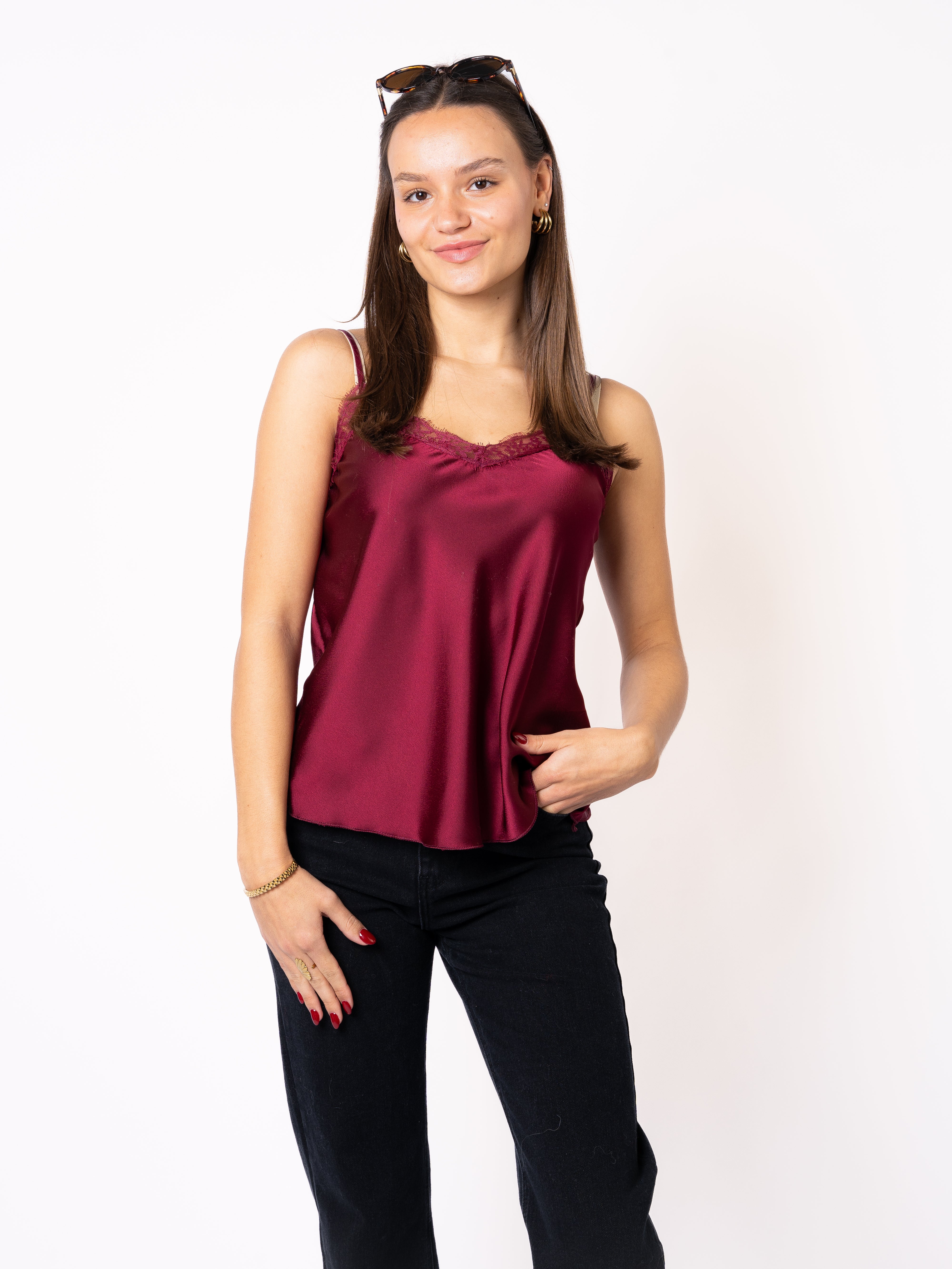 Satin Dreams Top Theresa - Bordeaux