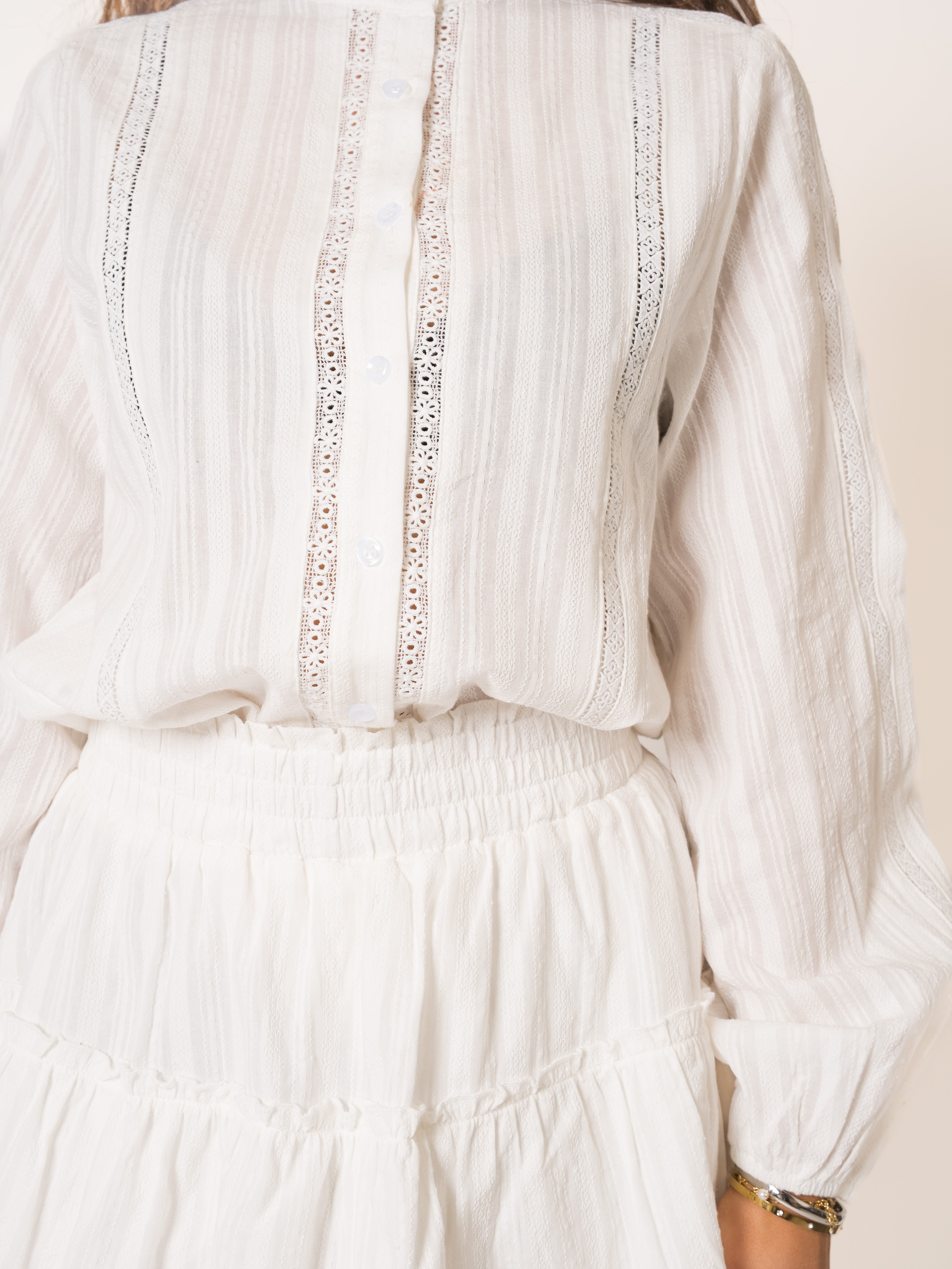 Morning Mist Baumwoll Boho Bluse