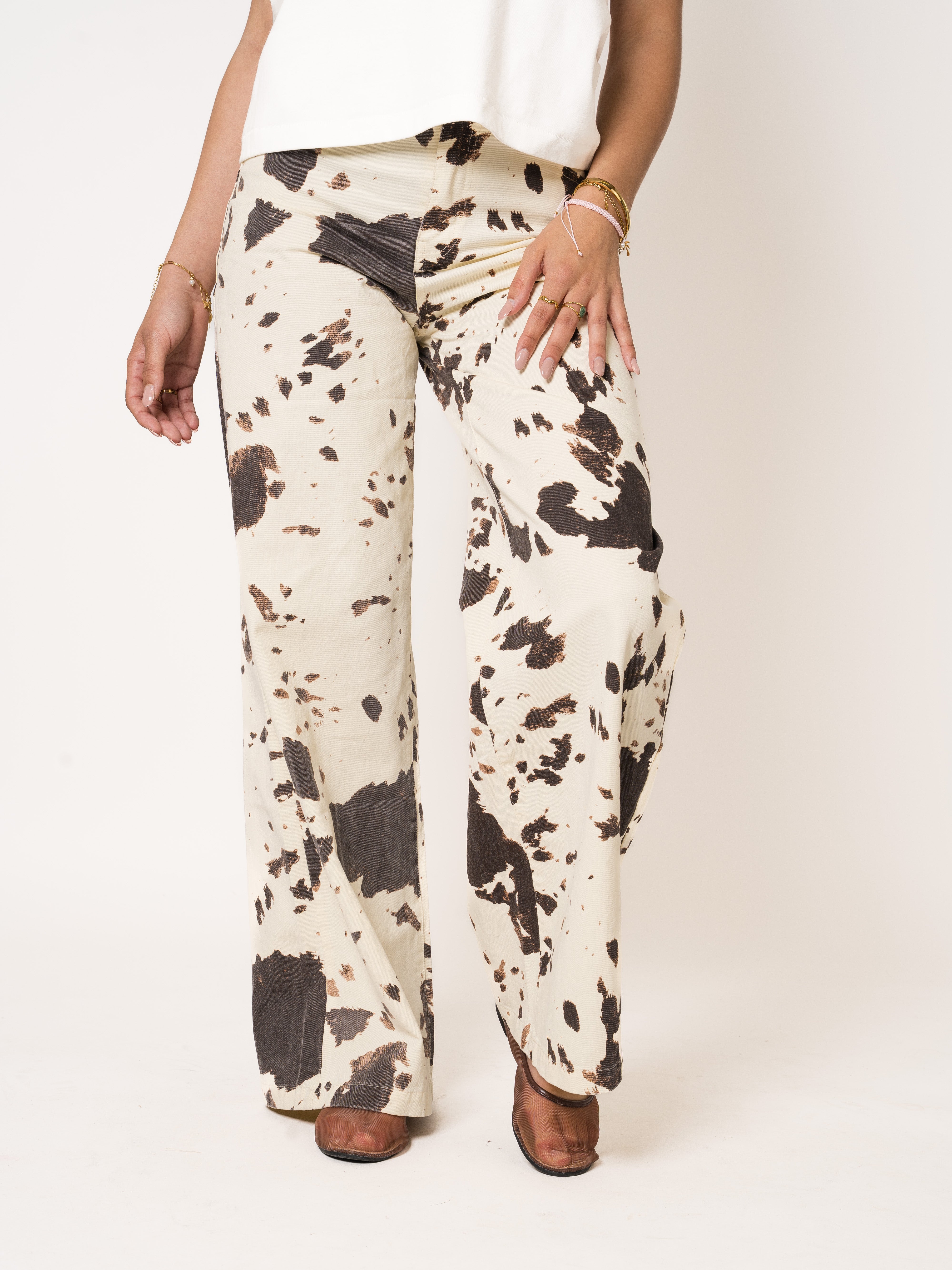 LUCKY DEAL 2037 Cow Lover Cotton Jeans - Creme - vom Umtausch ausgeschlossen -