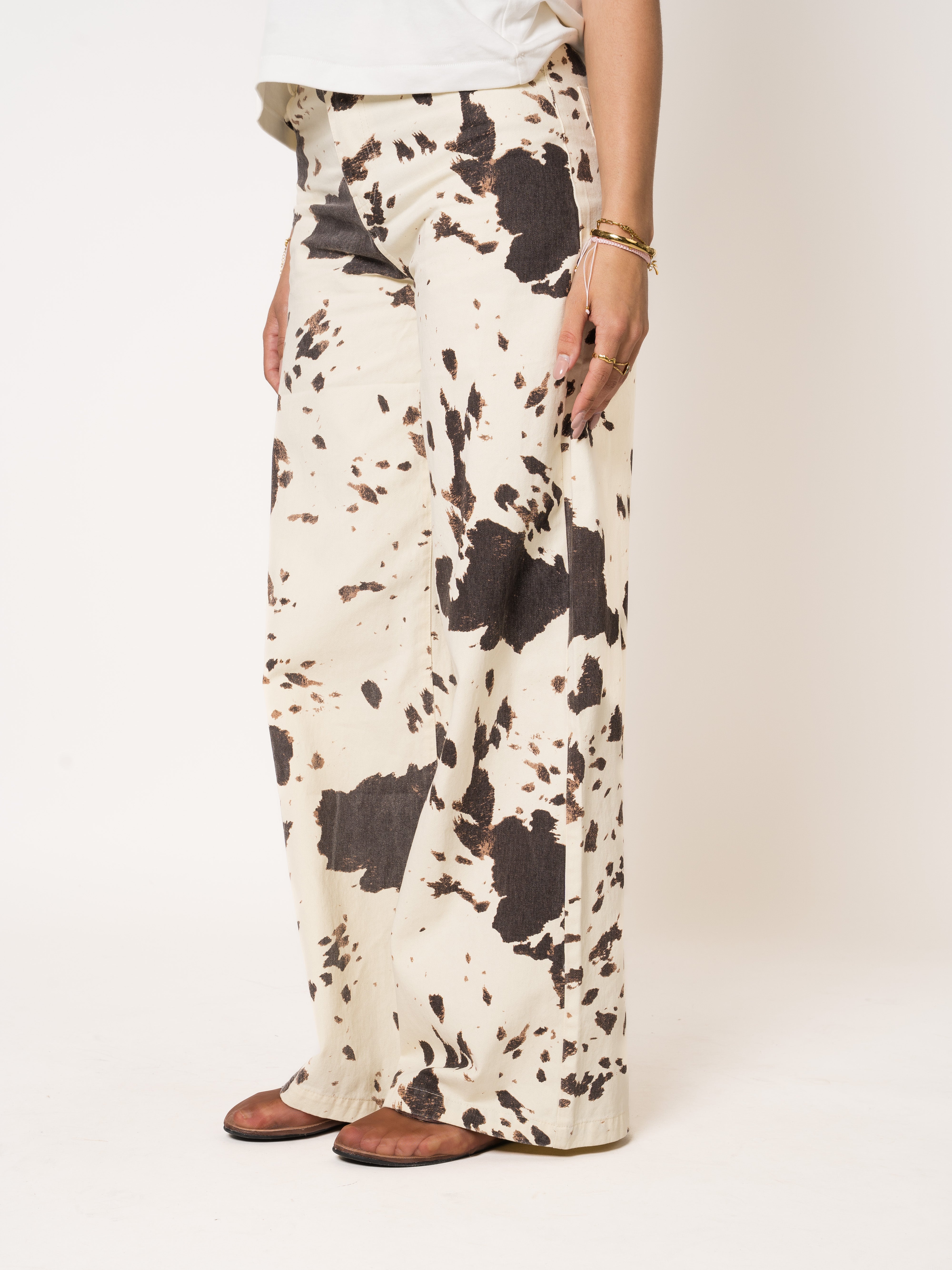 LUCKY DEAL 2037 Cow Lover Cotton Jeans - Creme - vom Umtausch ausgeschlossen -