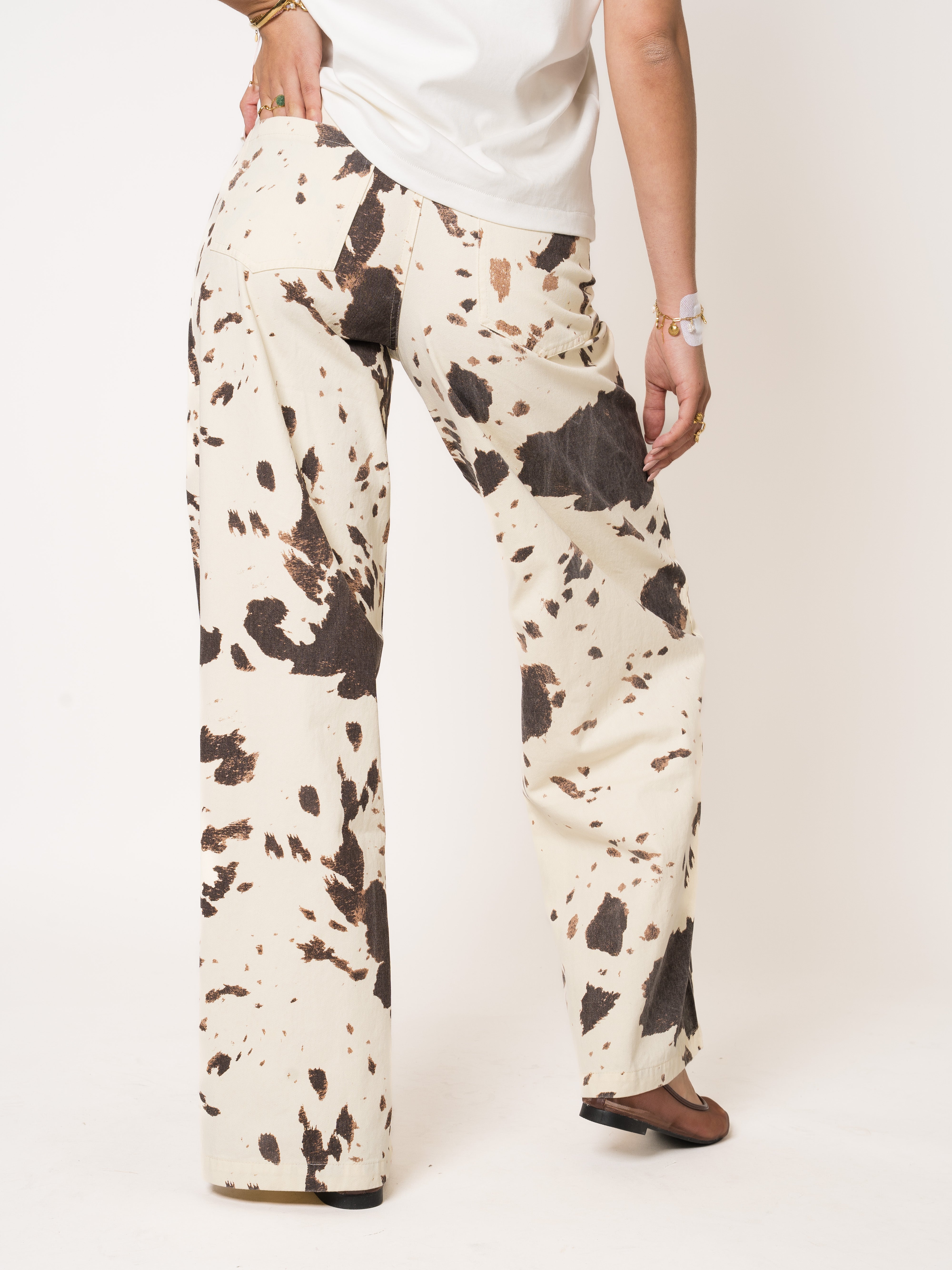 LUCKY DEAL 2037 Cow Lover Cotton Jeans - Creme - vom Umtausch ausgeschlossen -