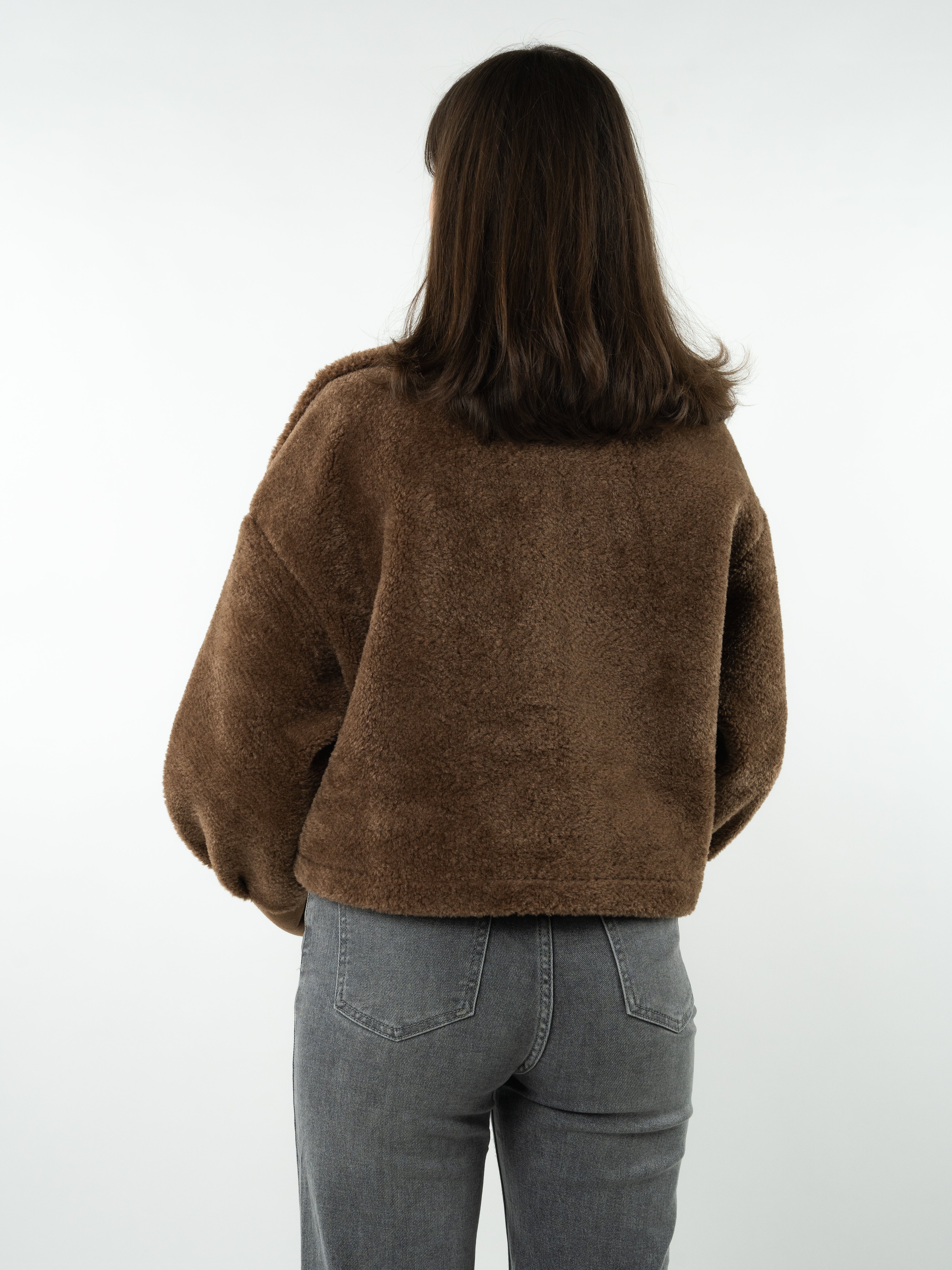 Faux Fur Leather Coat Amena - Braun