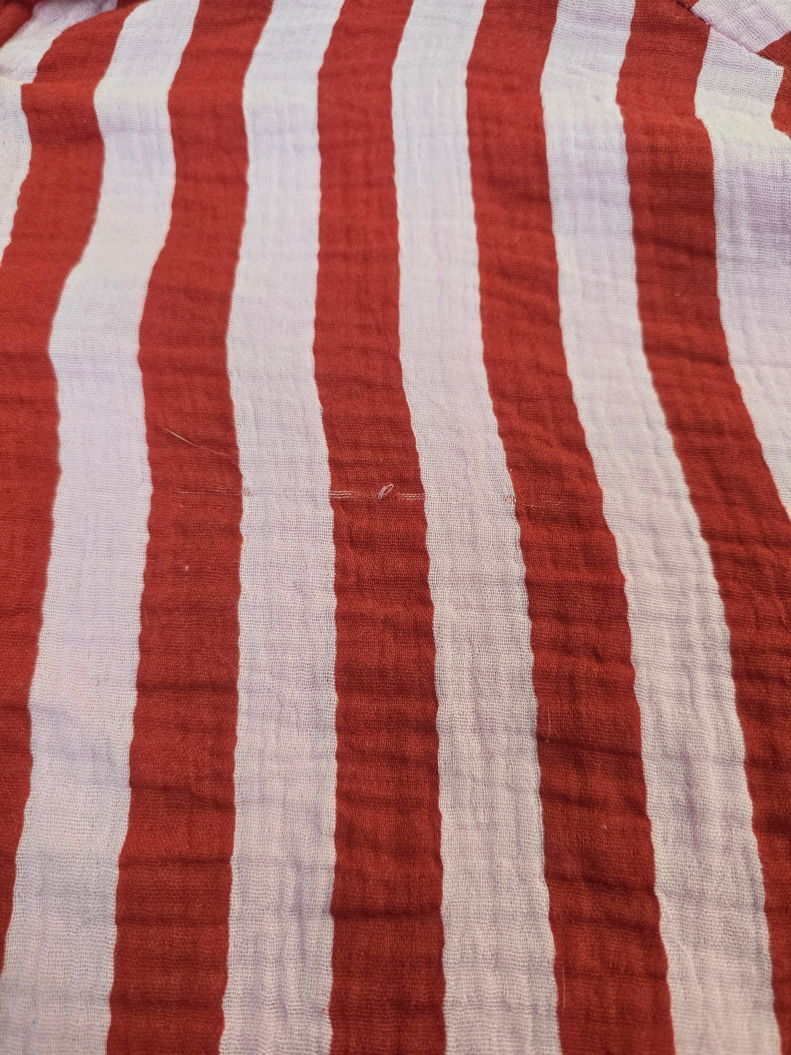 LUCKY DEAL 2204 Musselinbluse Bold Stripes - Rosa mit Rot - vom Umtausch ausgeschlossen -