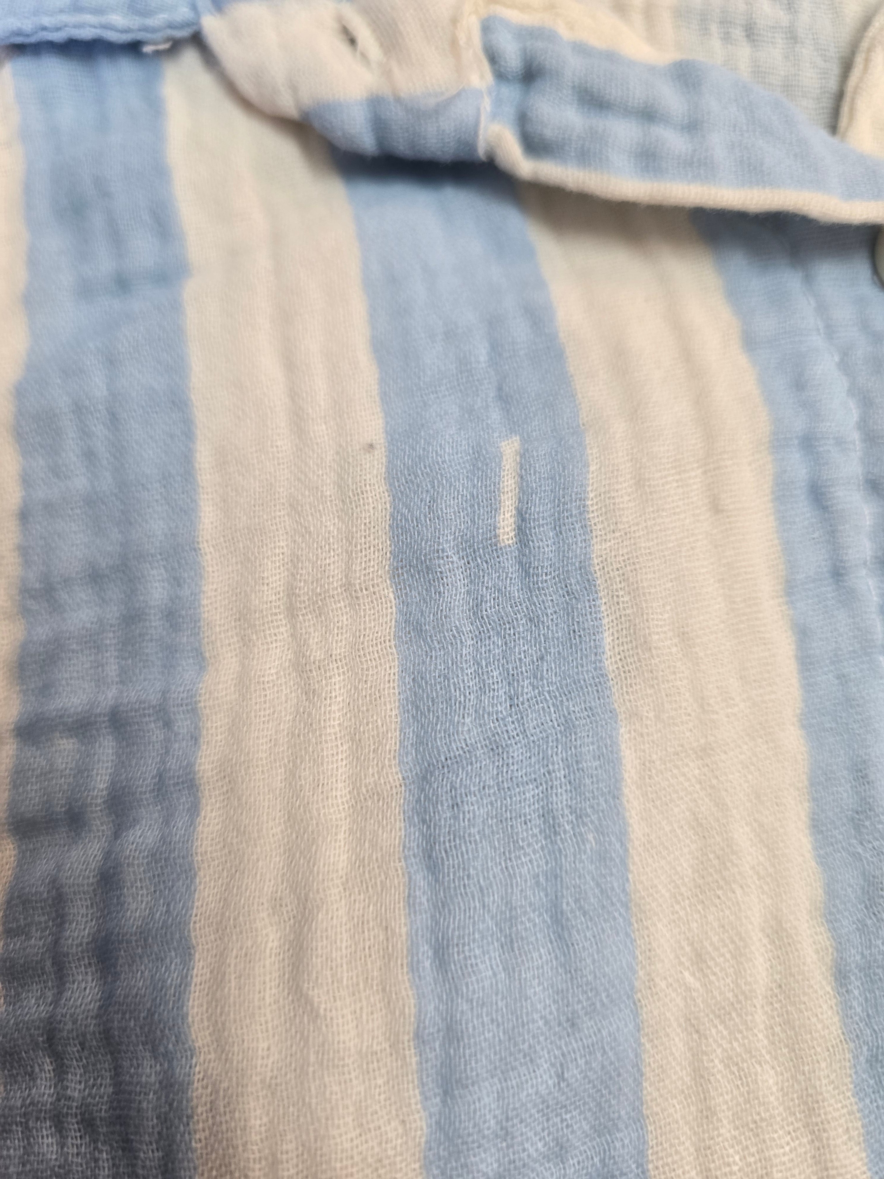 LUCKY DEAL 2268 Musselinbluse Bold Stripes - Blau mit Weiß - vom Umtausch ausgeschlossen -