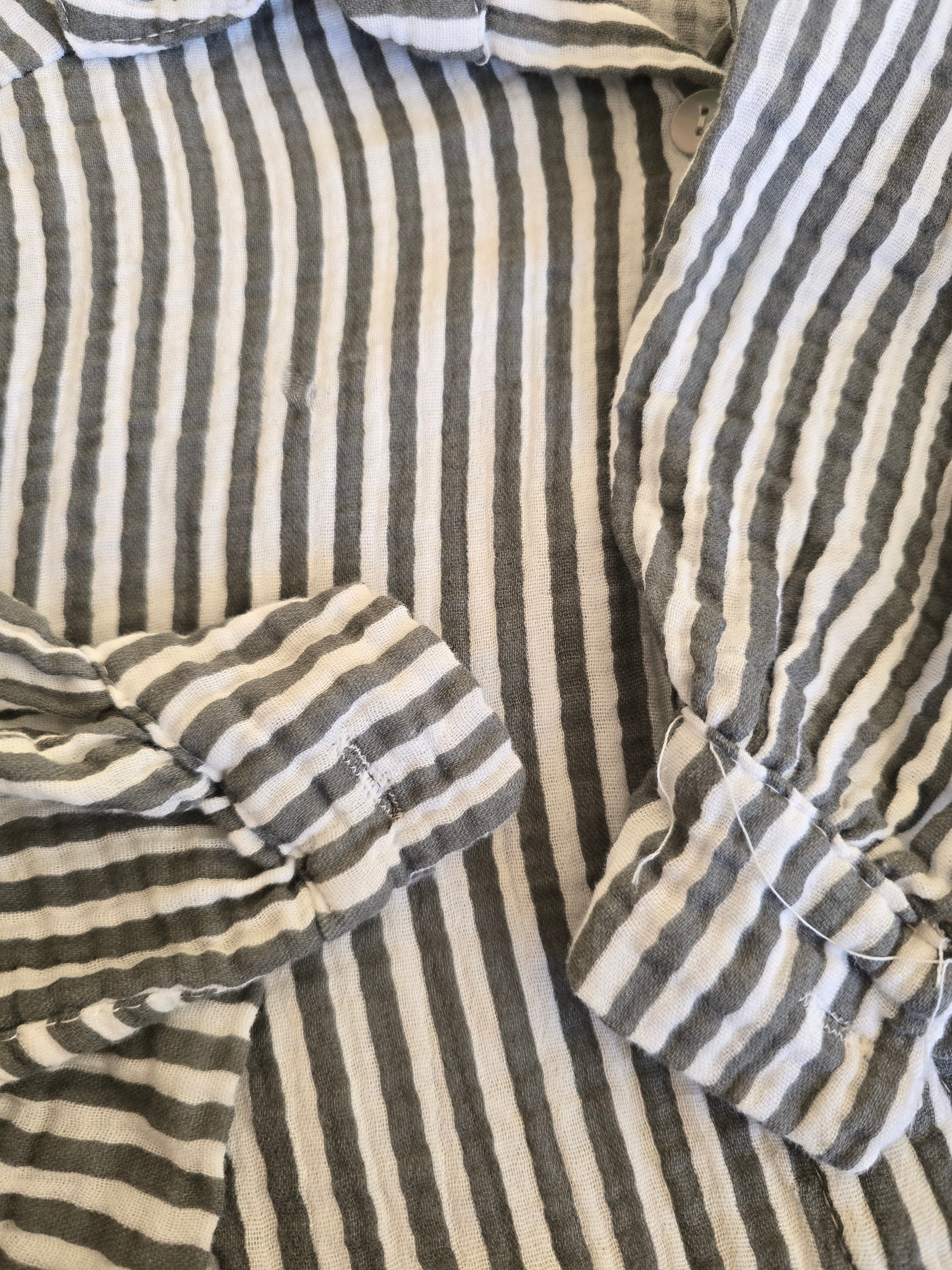 LUCKY DEAL 2088 Musselinbluse Stripes - Grau Weiß - vom Umtausch ausgeschlossen -