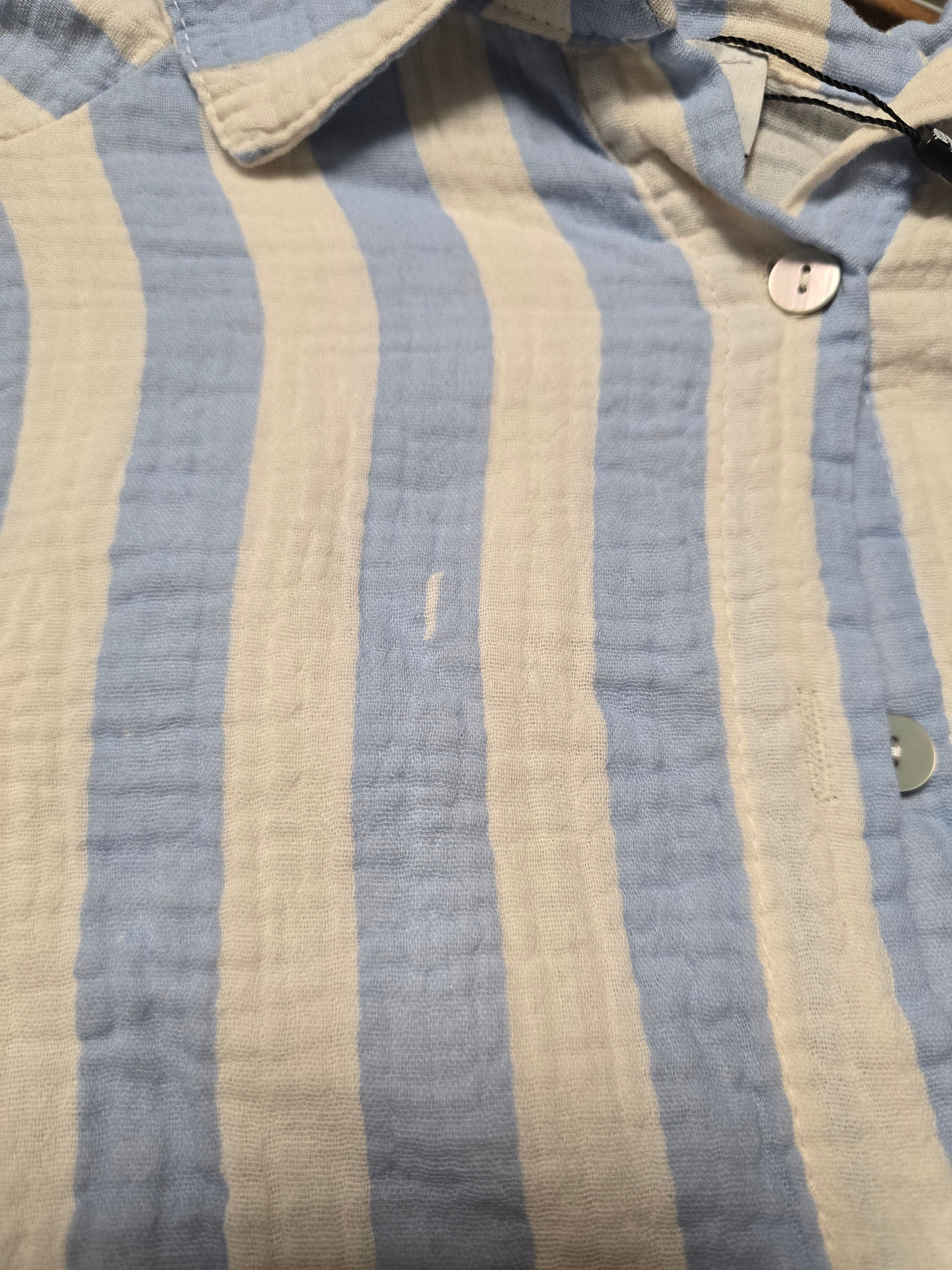 LUCKY DEAL 2132 Musselinbluse Bold Stripes - Blau mit Weiß - vom Umtausch ausgeschlossen -