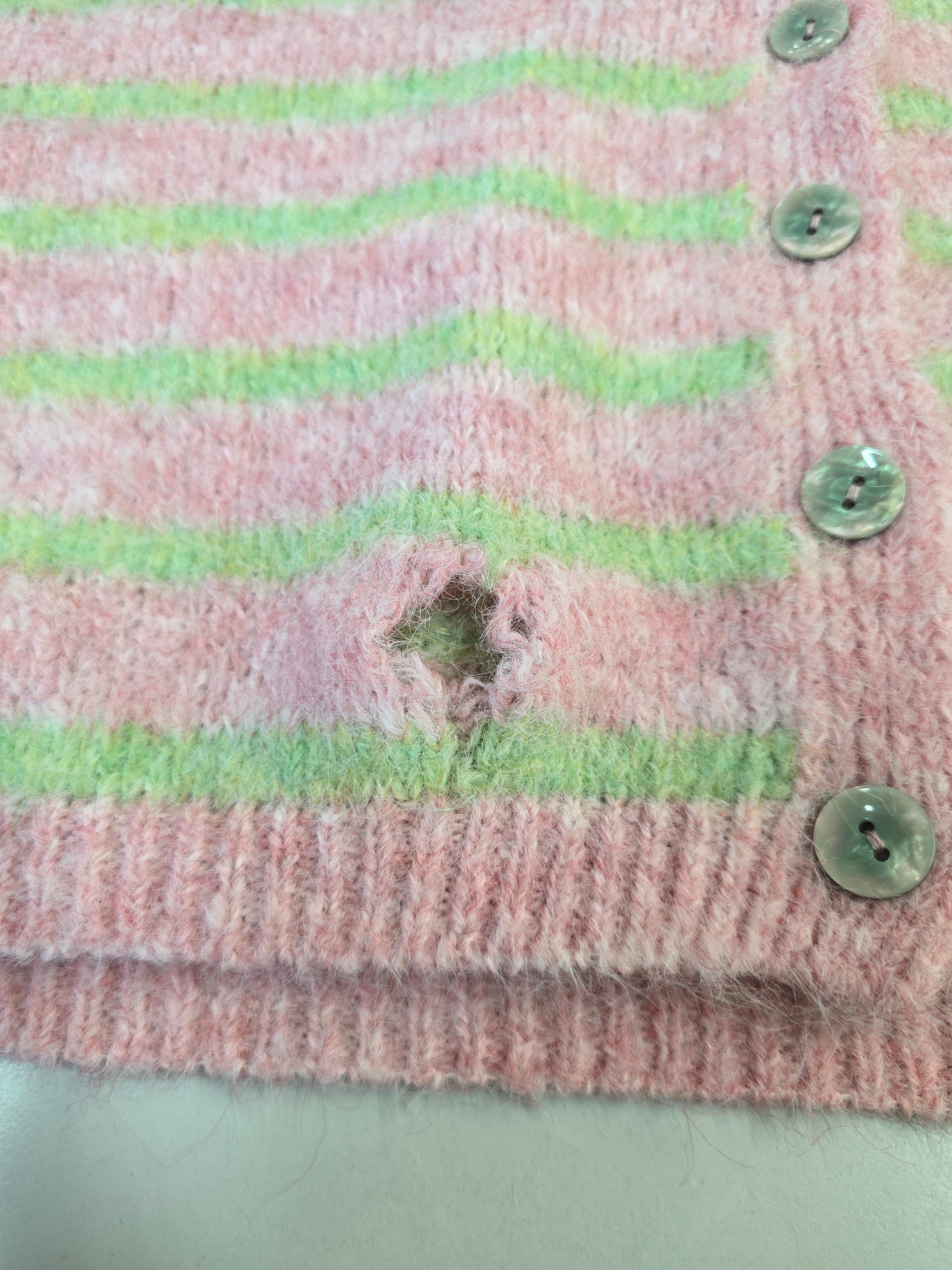 LUCKY DEAL 2215 Matcha Lover Knit Weste - Coral mit Grün - vom Umtausch ausgeschlossen -