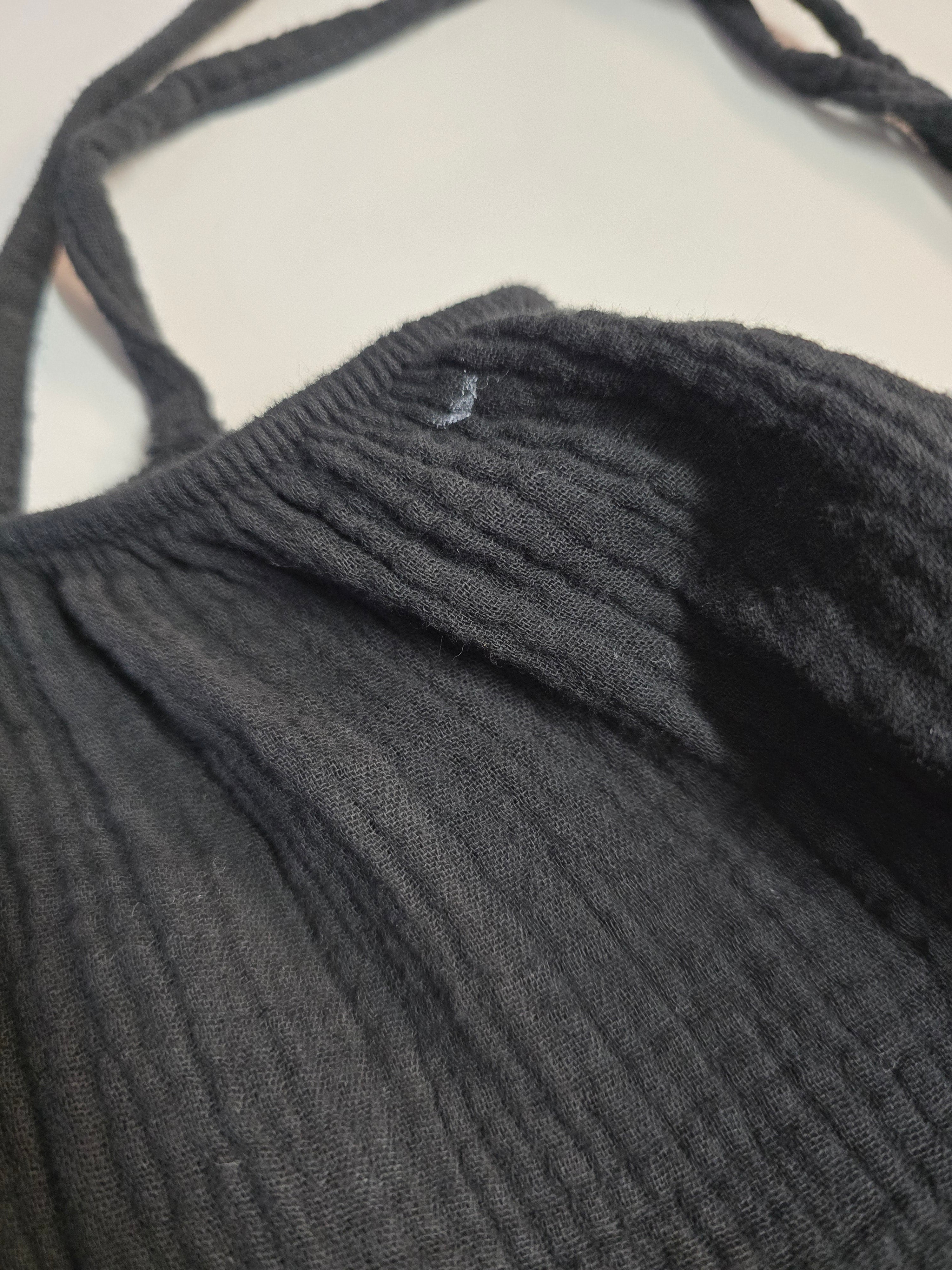 LUCKY DEAL 1975 Musselin Träger Midikleid Alania - Schwarz - vom Umtausch ausgeschlossen -