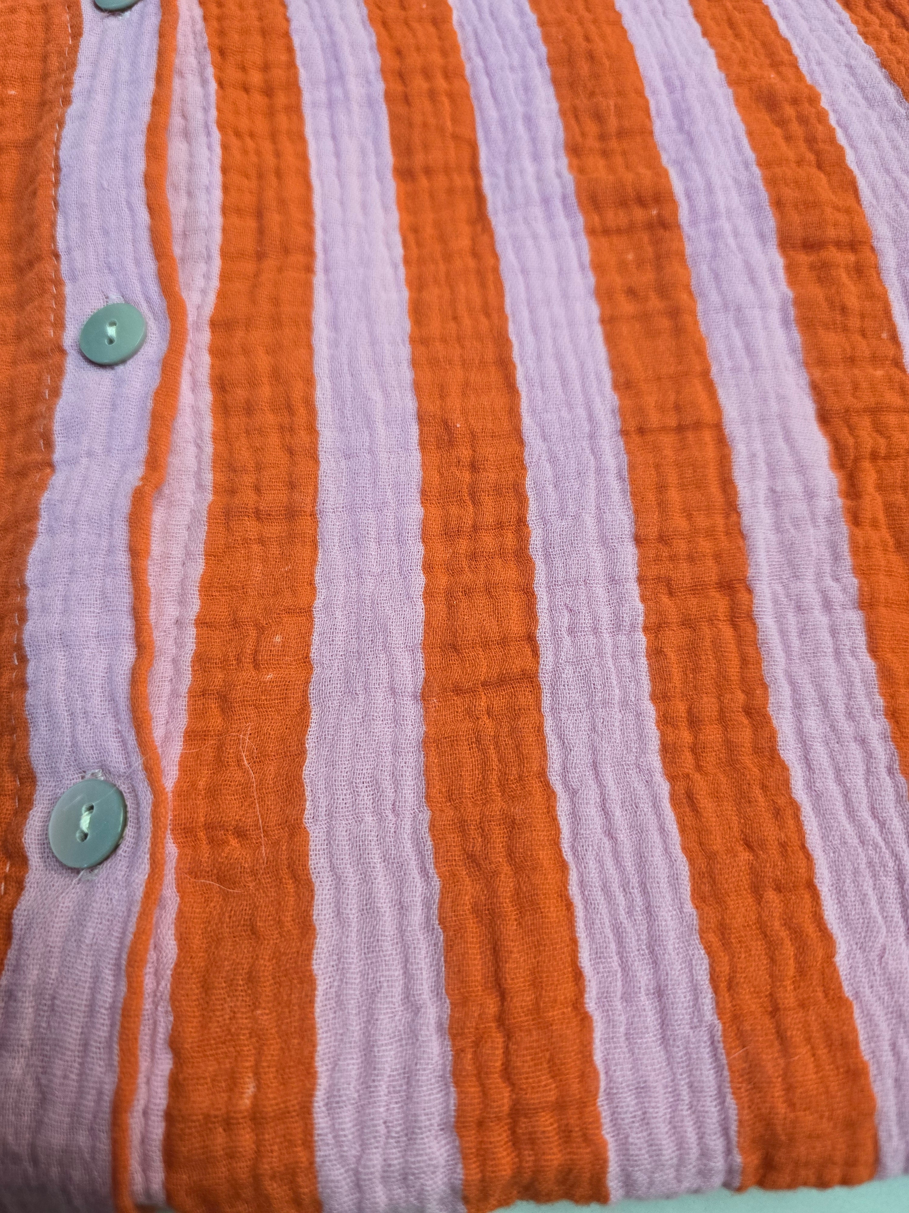LUCKY DEAL 2229 Musselinbluse Bold Stripes - Rosa mit Orange - vom Umtausch ausgeschlossen -