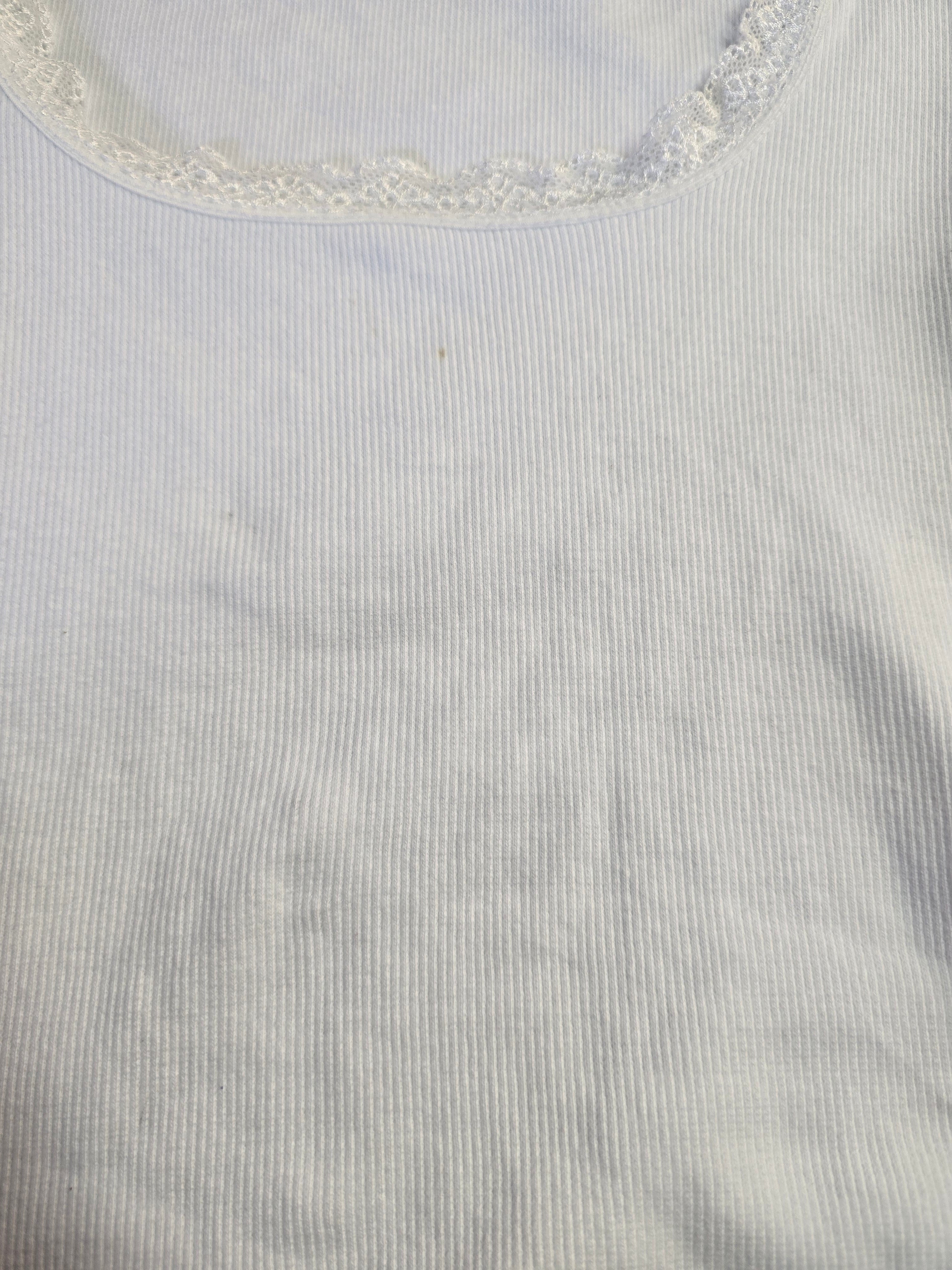 LUCKY DEAL 2149 Cotton Lace Ribbed Tee - Weiß - vom Umtausch ausgeschlossen -