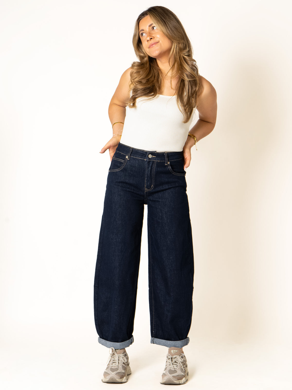 Sea Blue Ballon Fit Jeans