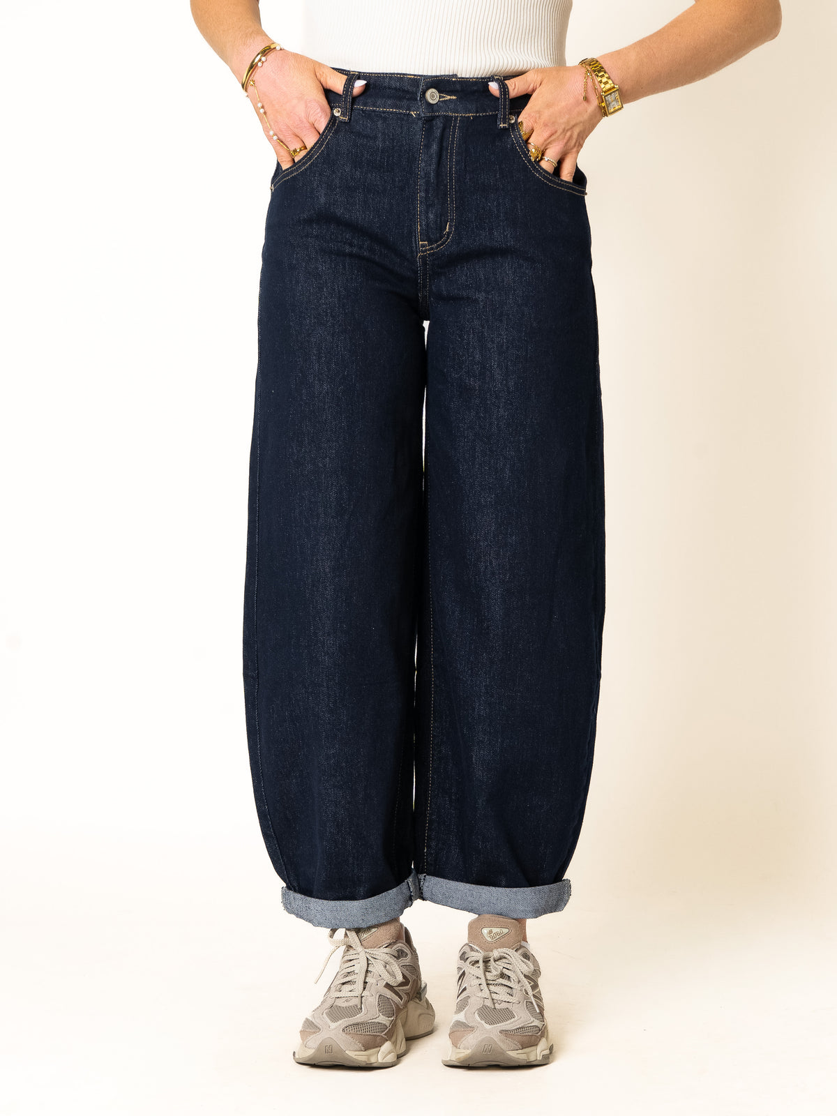 Sea Blue Ballon Fit Jeans