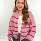 Pastell Stripe Knit Statement Cardigan - rosa