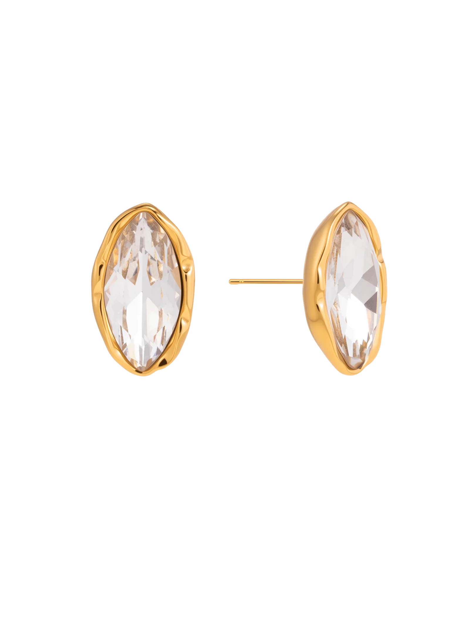 Diamond Oval Stud Earrings