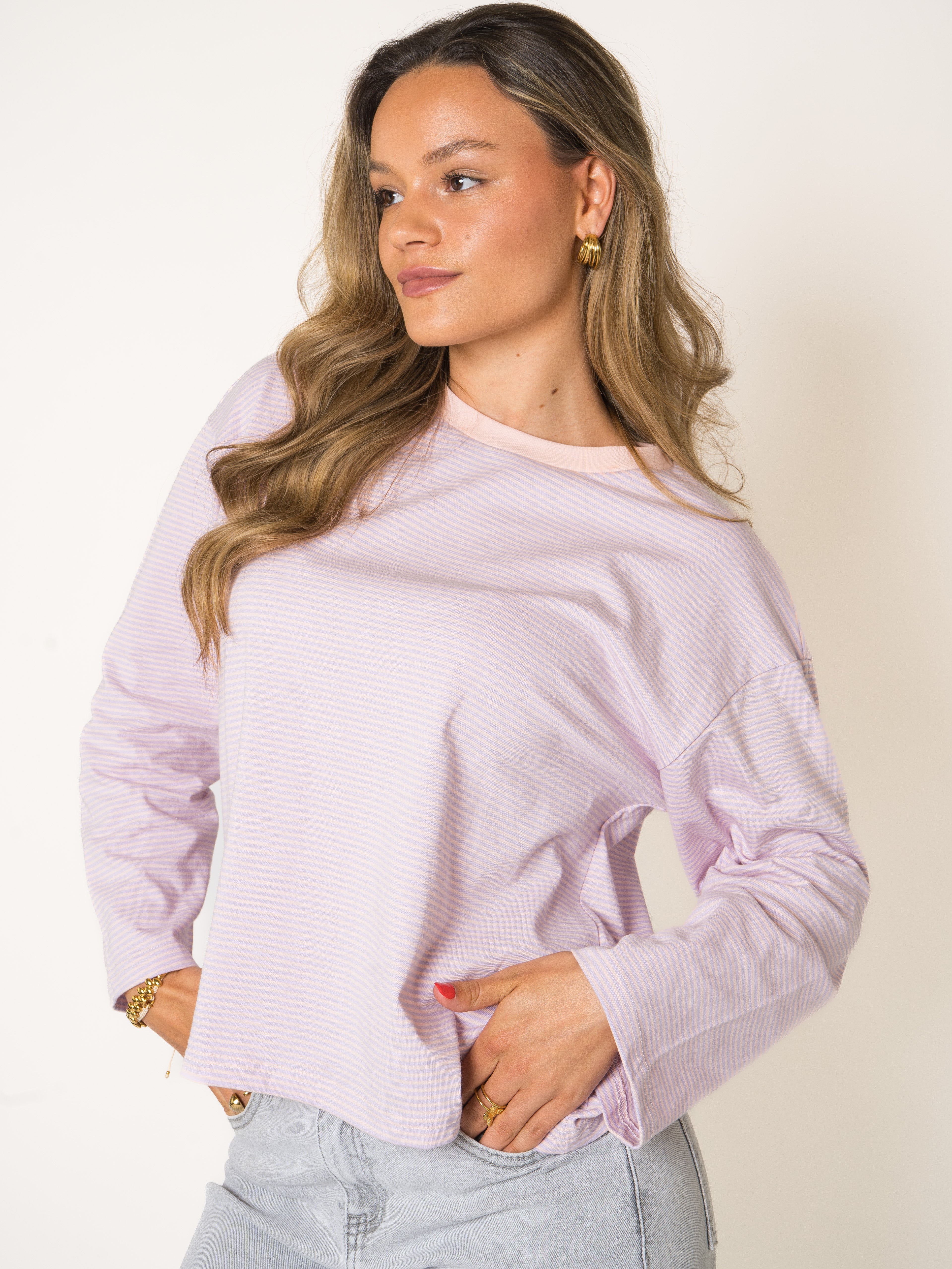 Raspberry Stripes Oversize Longsleeve