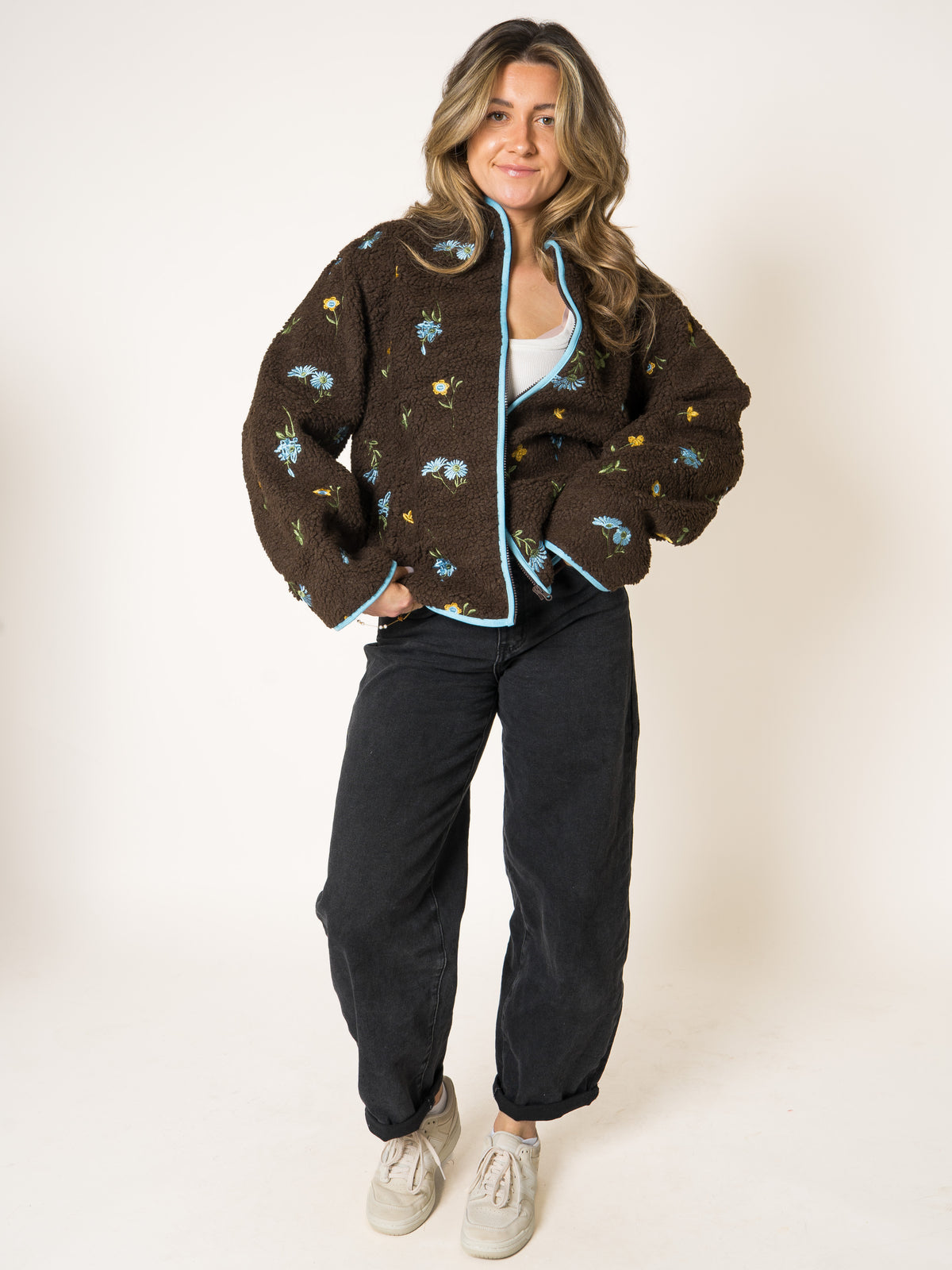Blue Blooms Brown Moods Fleece