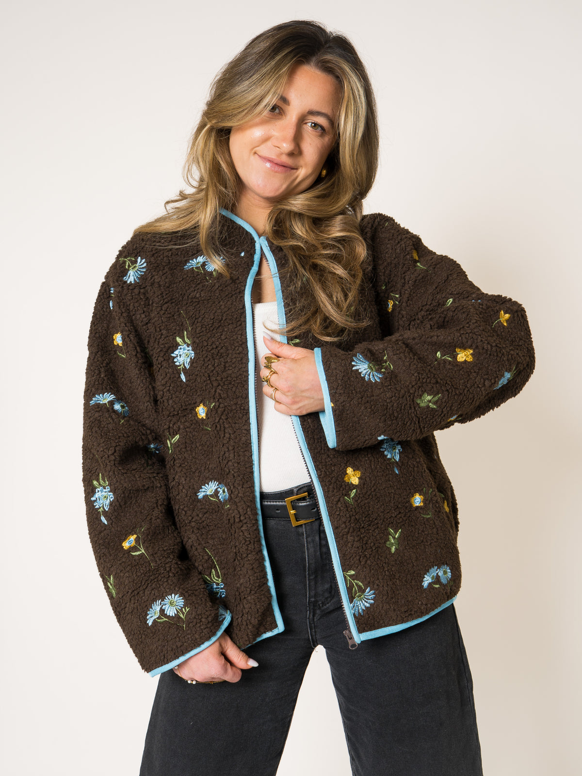 Blue Blooms Brown Moods Fleece